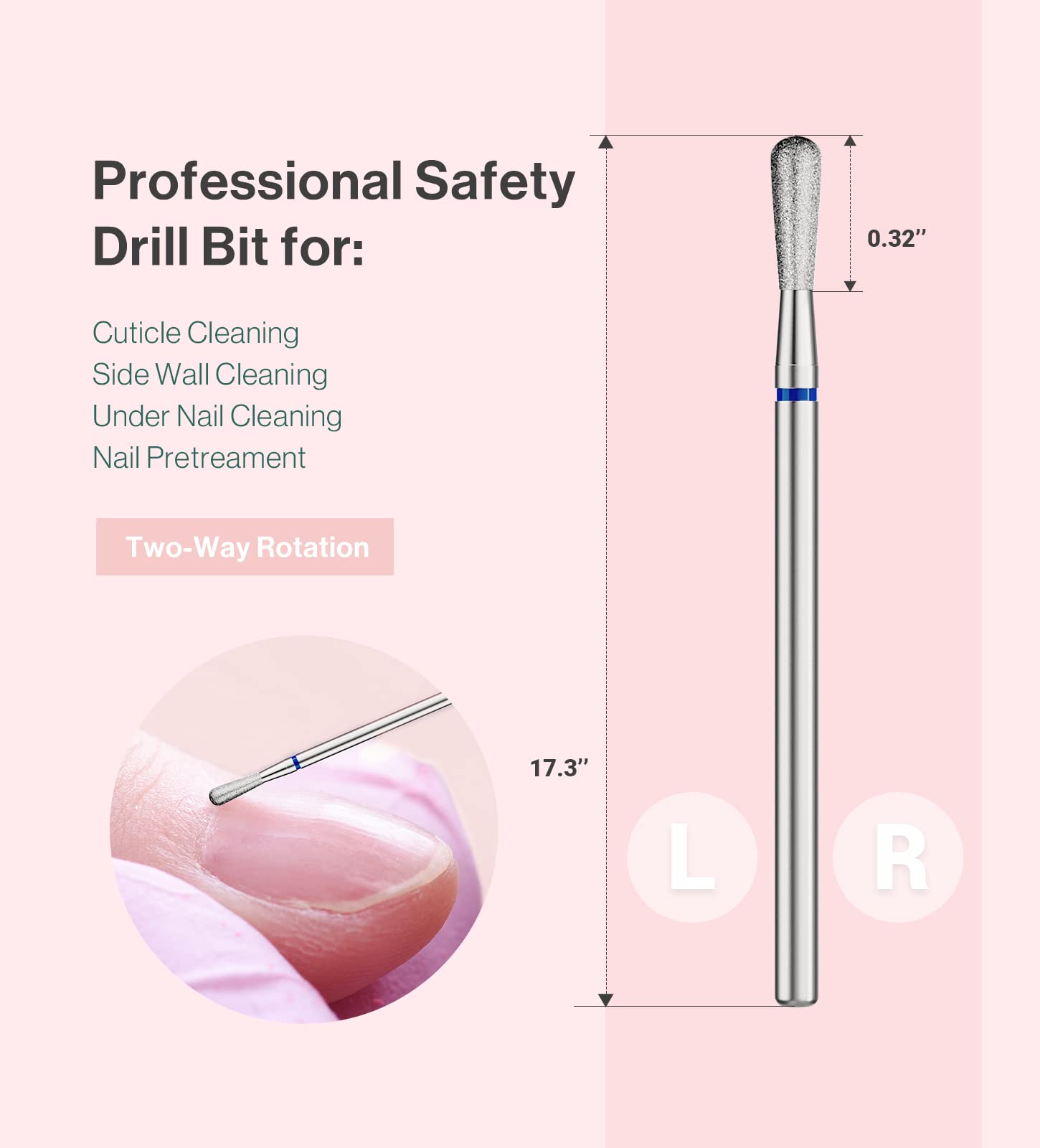 2.5mm Pear Shape Carbide Diamond Under Nail Cleaner Nail Drill Bit