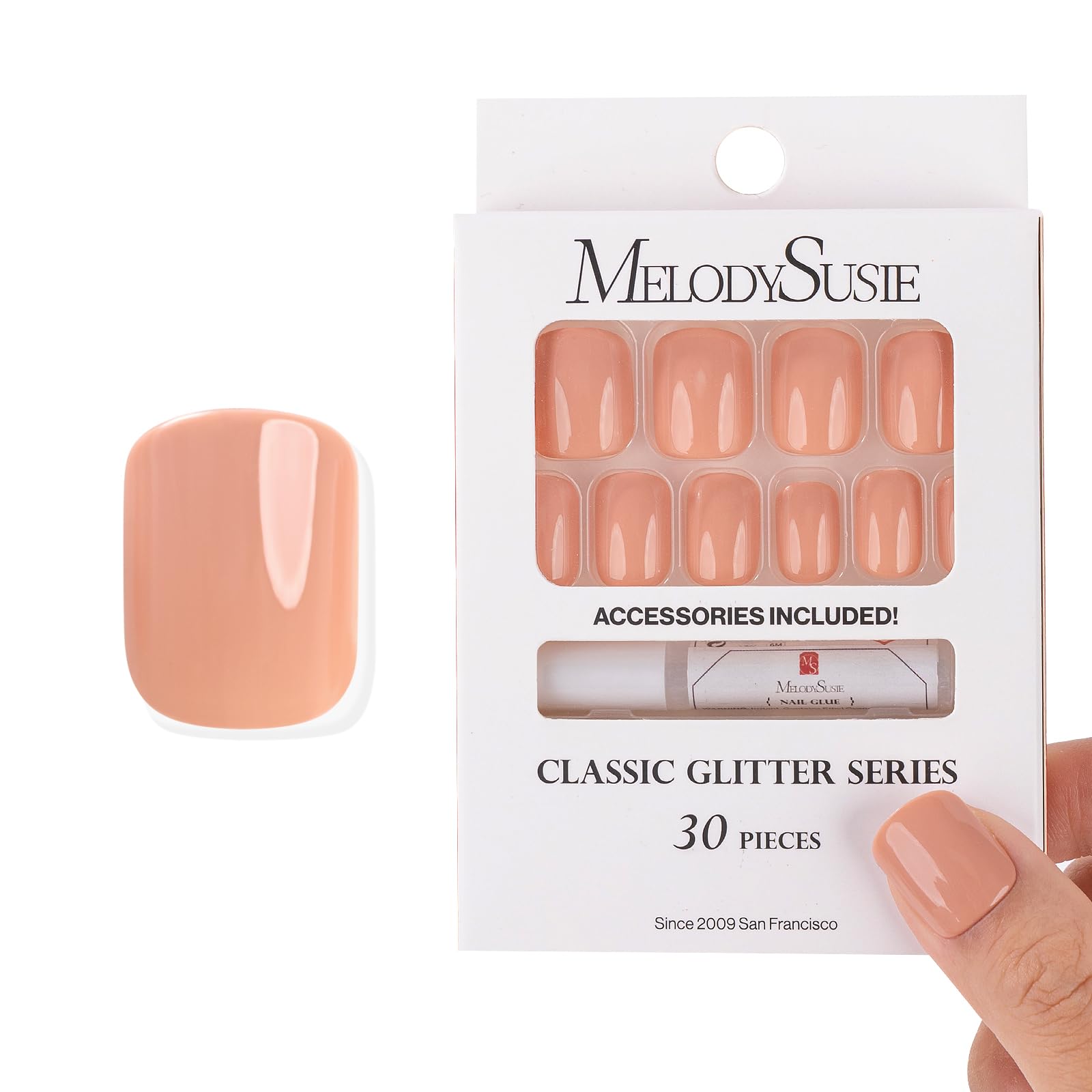 Acrylic Press On Nails - Short Square Nude Pink (US ONLY)