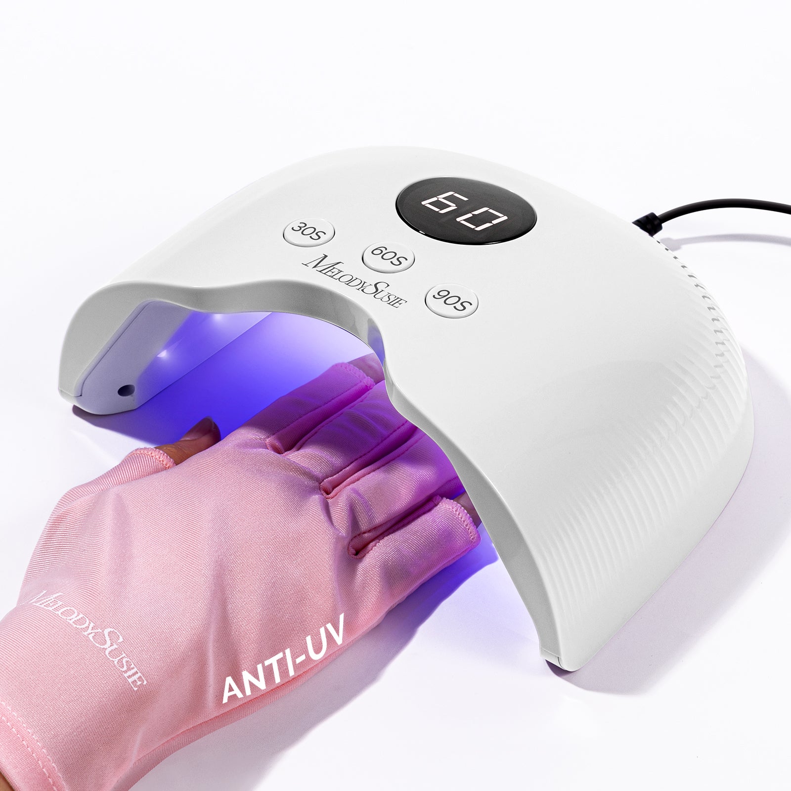 P-PLUS30A LED/UV Nail Lamp with UV Gloves - White
