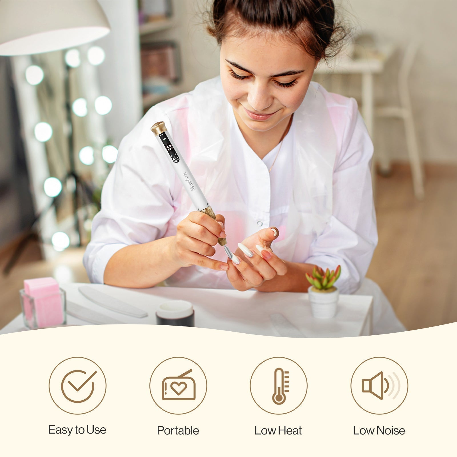 SP1(SM220E)-Cordless & Stepless Speed Rechargeable Nail Drill 30000 RPM (Starter Set)