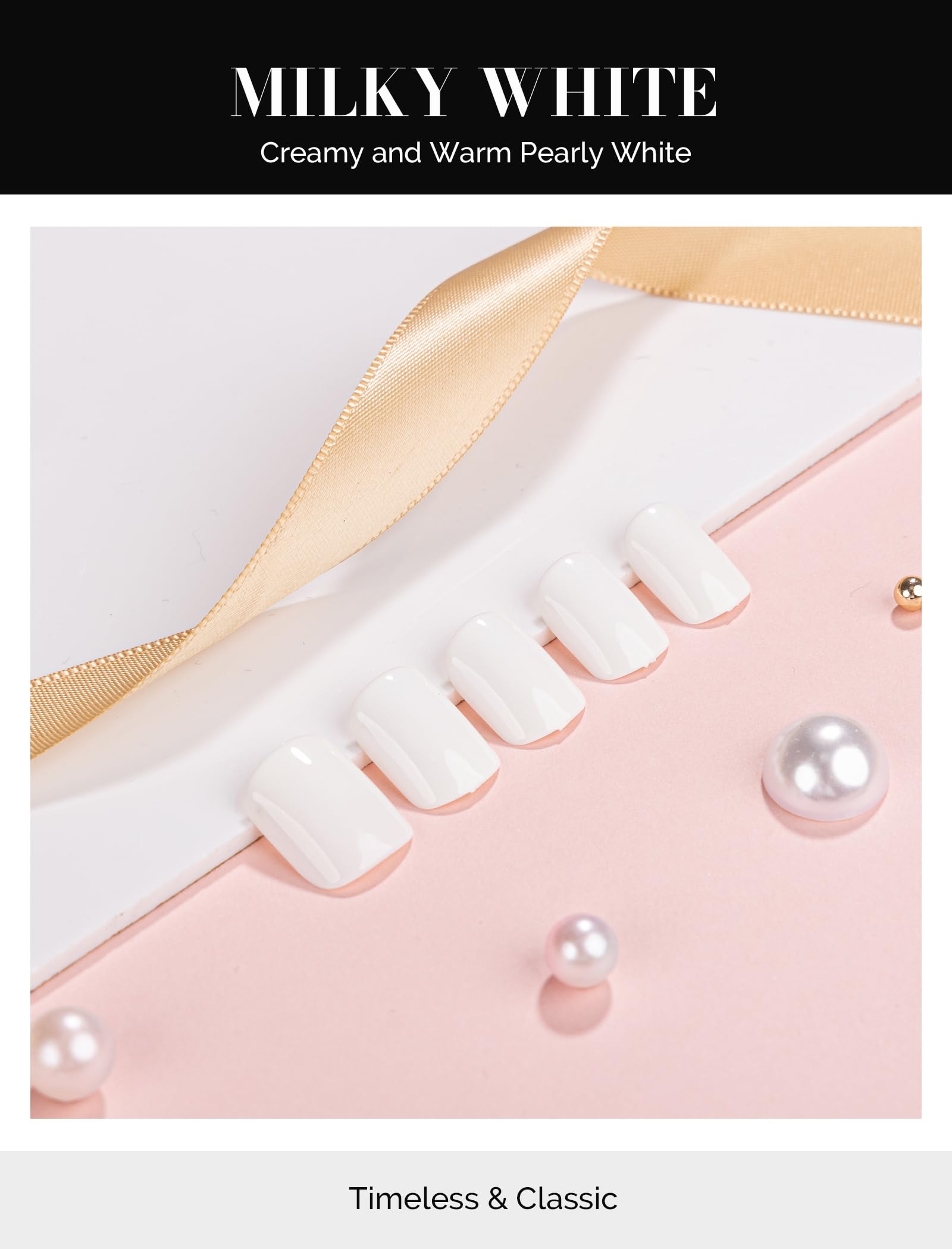 Acrylic Press On Nails - Short Square Pure White (US ONLY)