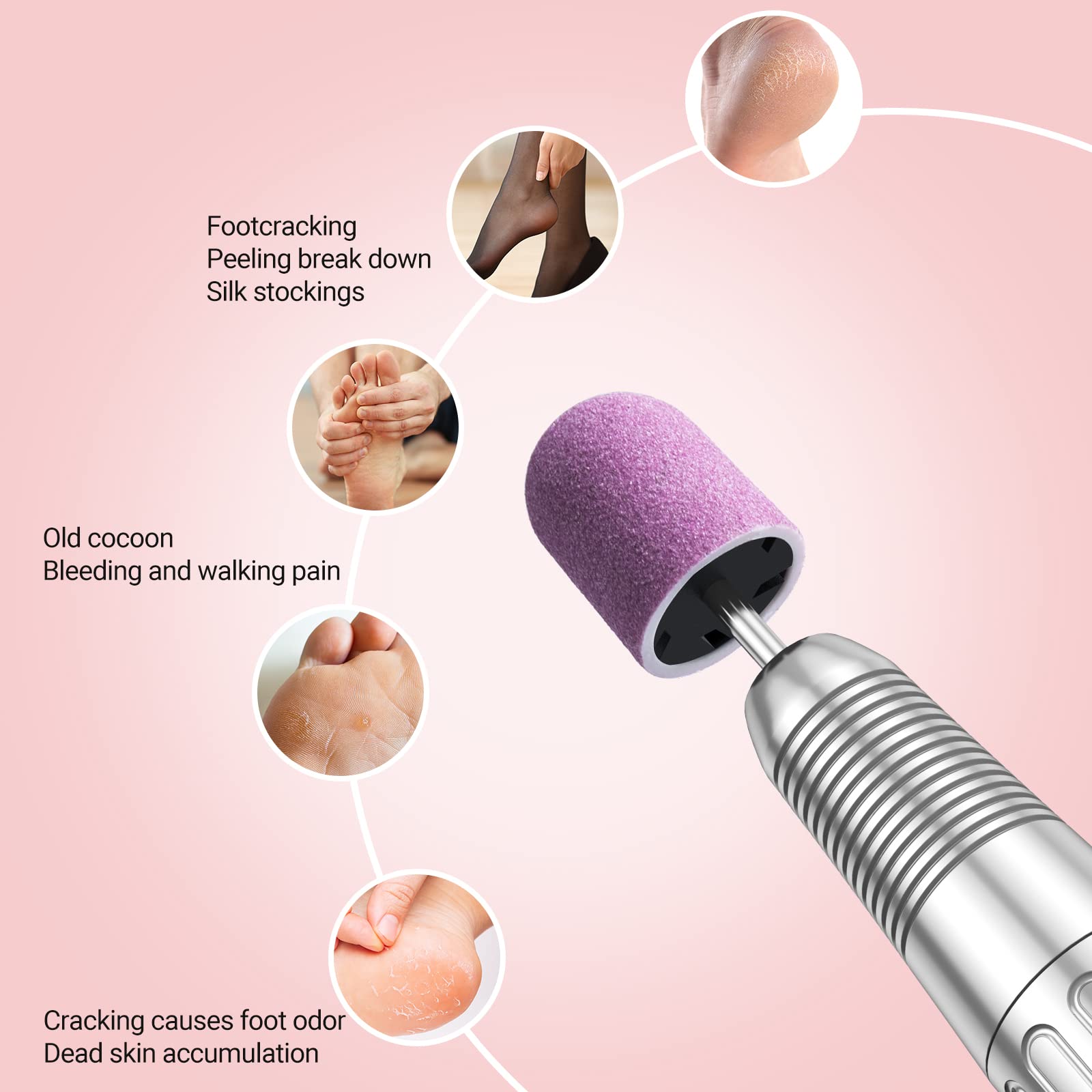 Nail Sanding Caps With A Rubber Mandrel Bit Purple - 10mm