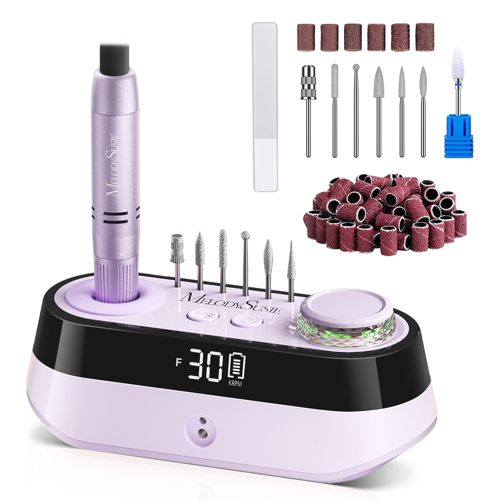 SC320A Desktop Multifunctional Rechargeable Nail Drill 30,000RPM - Purple