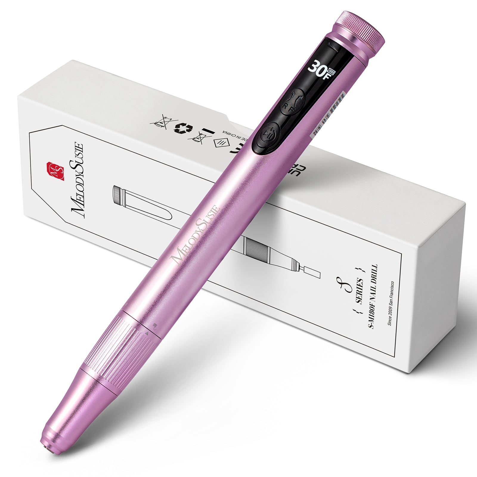 SM180F Portable & Stepless Speed Rechargeable Nail Drill 30000RPM - Rose Gold