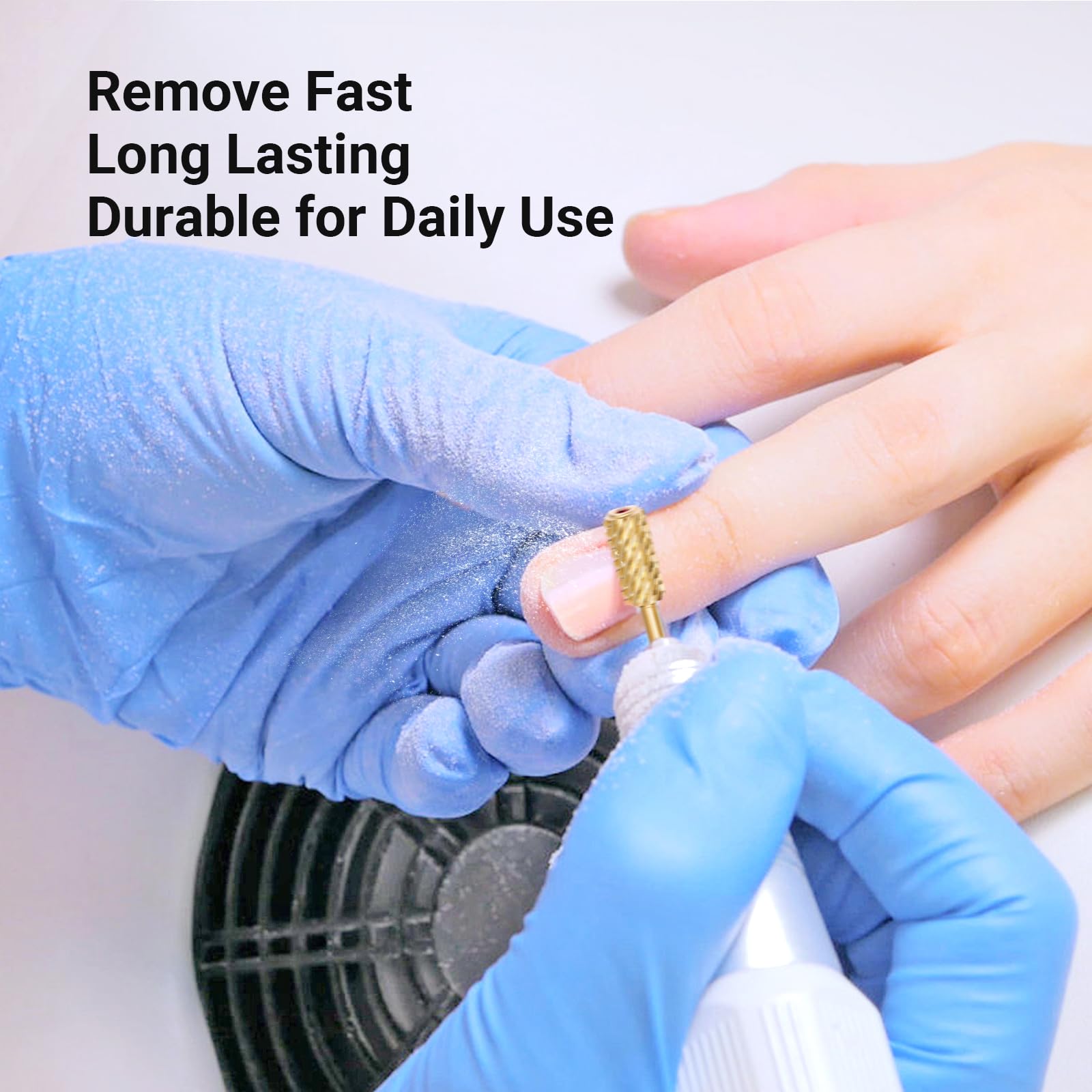 Crystal Top Red Heart Shape Large Barrel Carbide Nail Drill Bit (Gold)