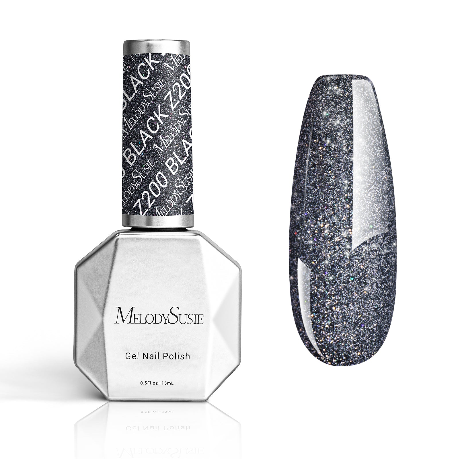 Z200 Black Gray Glitter - TPO-Free Thick Gel Nail Polish(15ml)