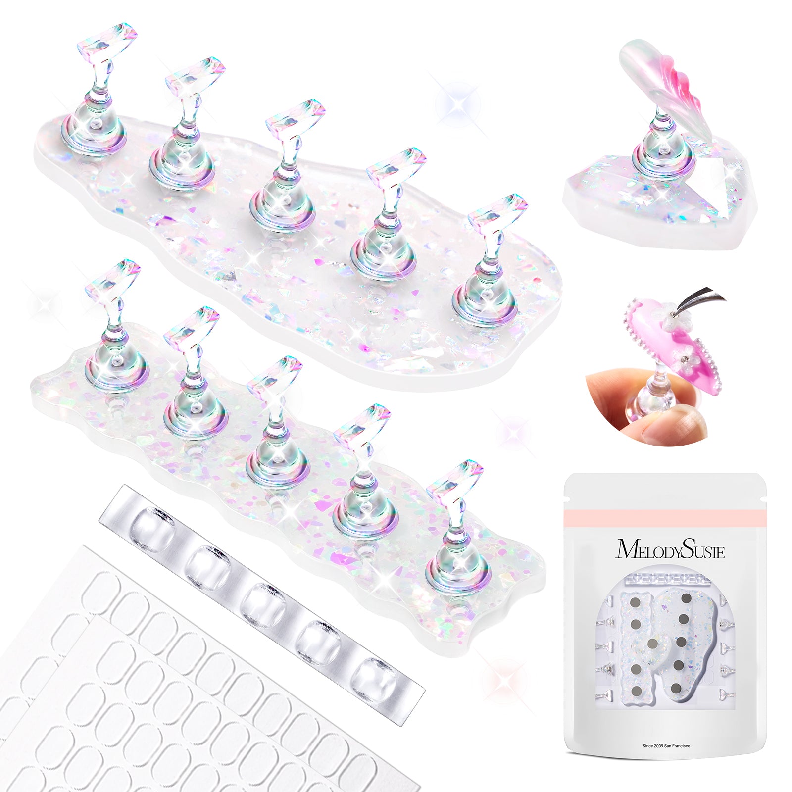 Nail Stand for Press Ons 3 PCS Shiny Magnetic Bases Set
