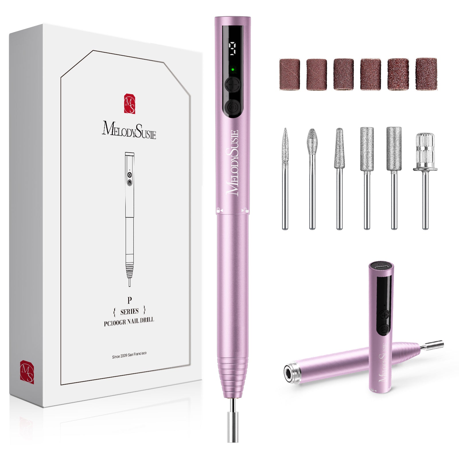 PocketNail PC100GR/PC100G Pen-Shaped Innovative Portable Rechargeable Nail Drill 20,000RPM