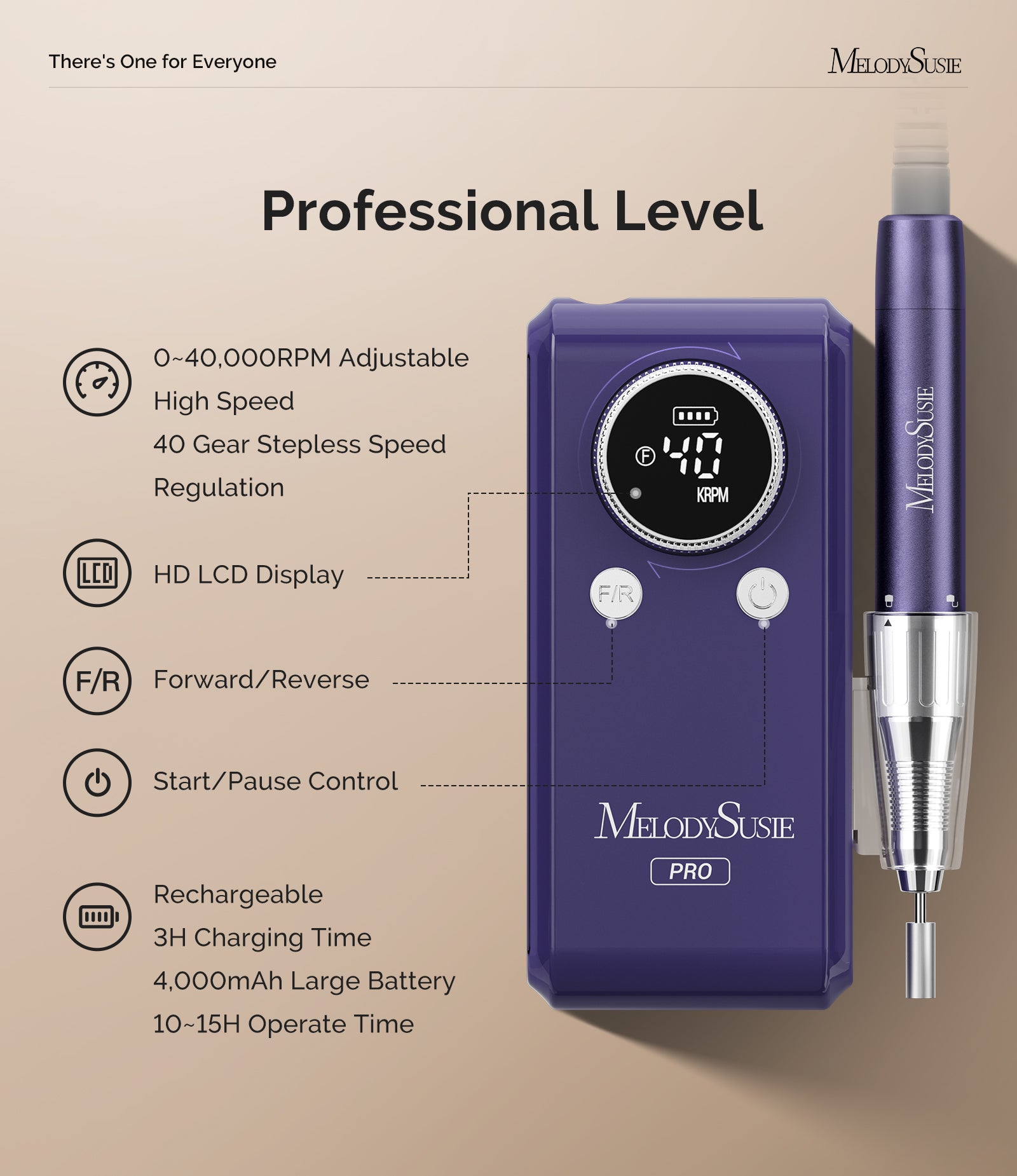 MB420G Rechargeable Nail Drill 40000RPM