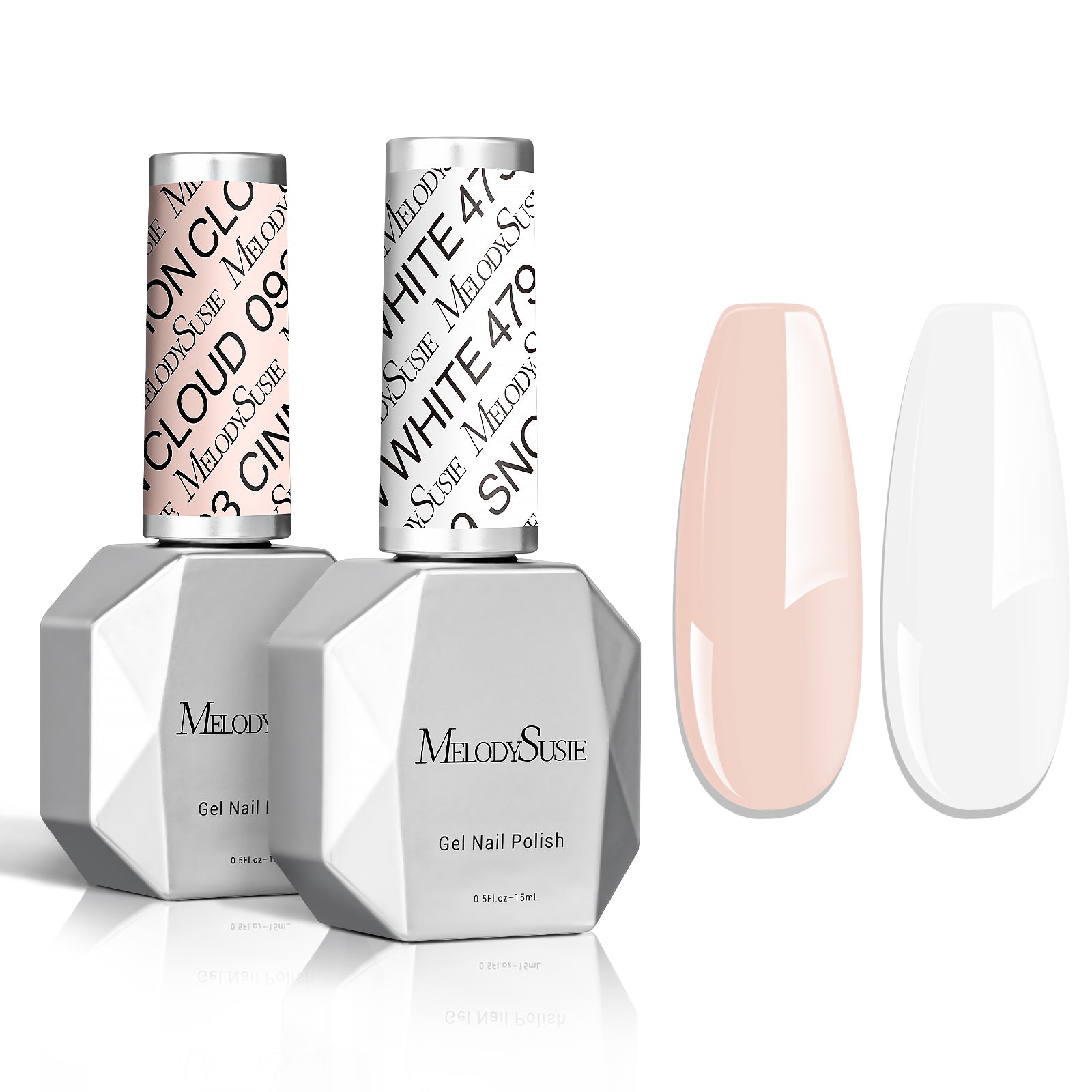 2 Pack 15ml Gel Nail Polish (Nude Pink and White)