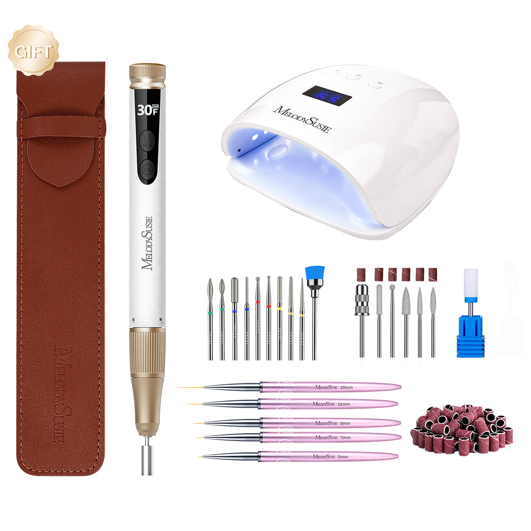 SM180F Portable & Stepless Speed Rechargeable Nail Drill 30000RPM - Student Kit