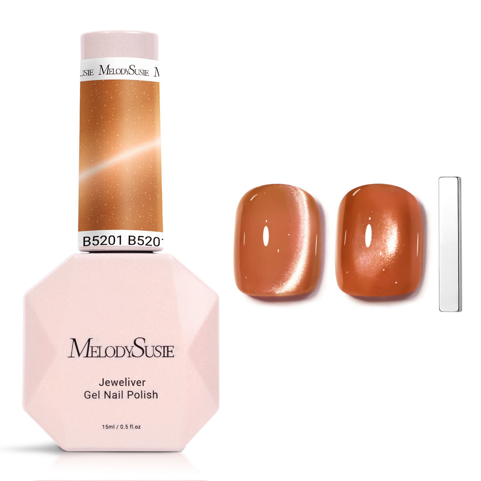 Jeweliver Cat Eye Gel Nail Polish 0.5 fl oz/15ml - Light Gold B5201