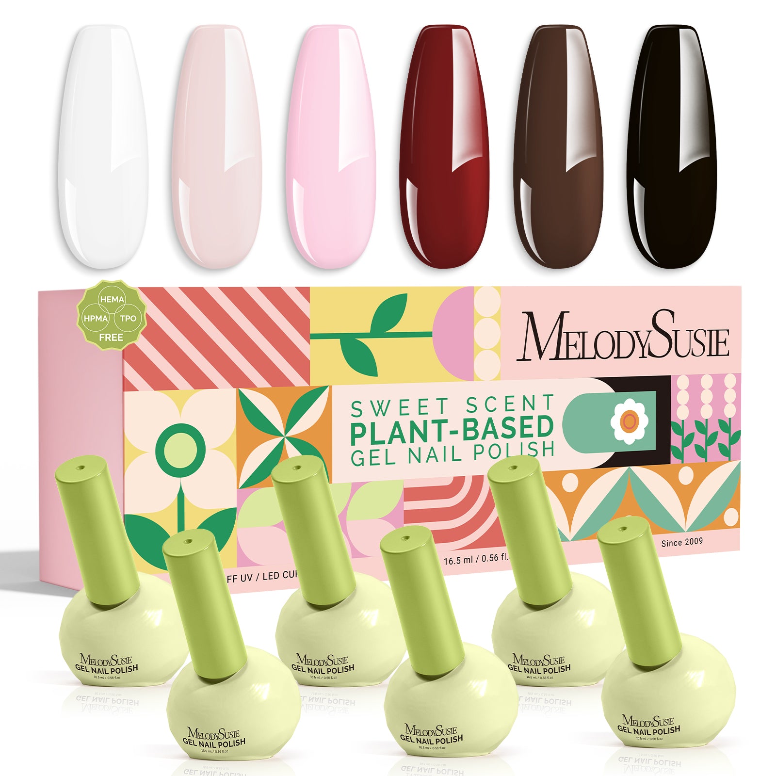 Sweet-Scent Plant-Based HEMA-Free & HPMA-Free & TPO-Free Gel Nail Polish Set - Fun Macarons Set 16.5ml 6Pcs