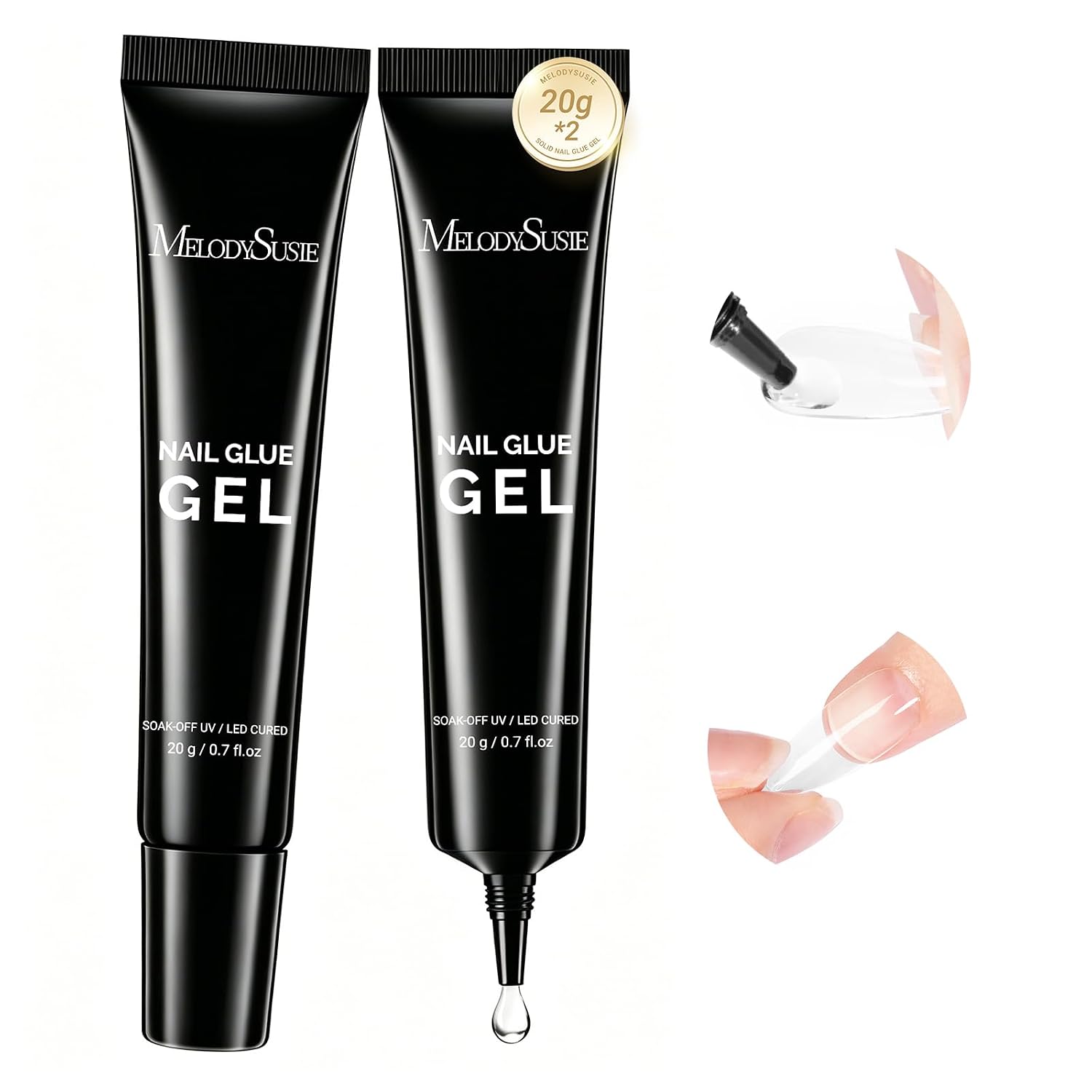 Solid Nail Glue Gel 20g 2Pcs