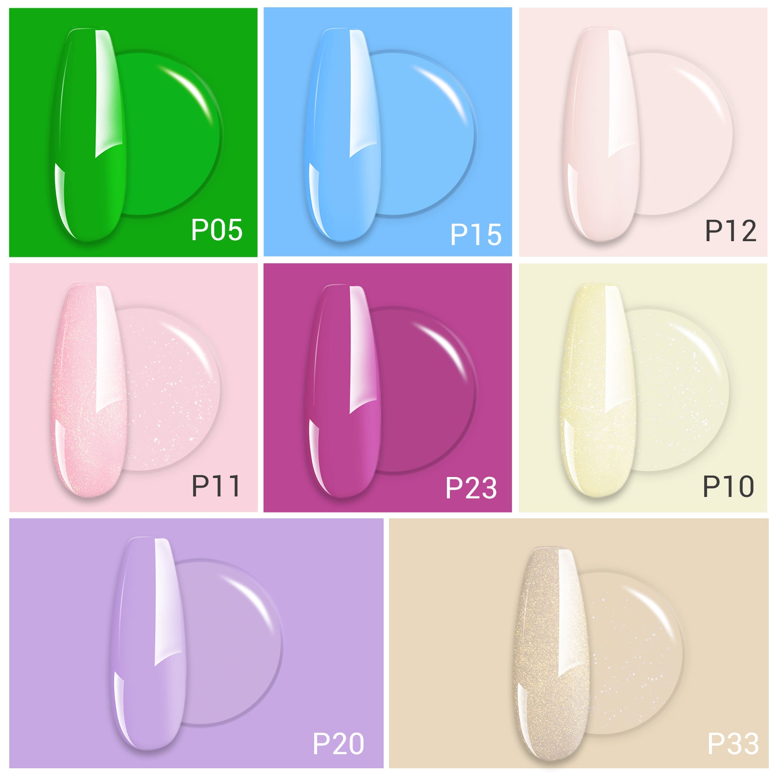 Fleurwee HEMA-Free & HPMA-Free & TPO-Free Plant-based Gel Nail Polish 8+1 Set - Macaron Palette