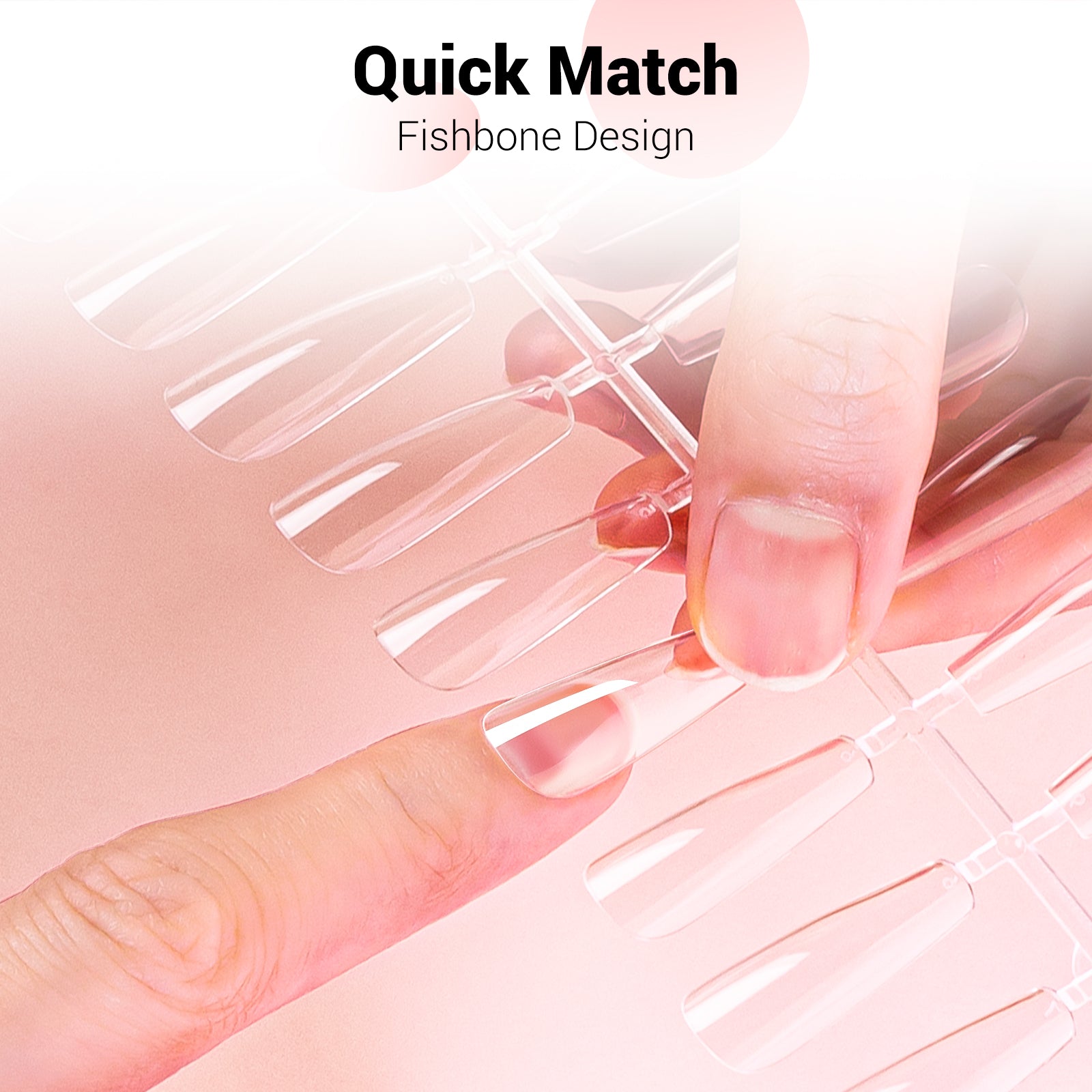 Long Square Nail Tips – Clear Half Cover