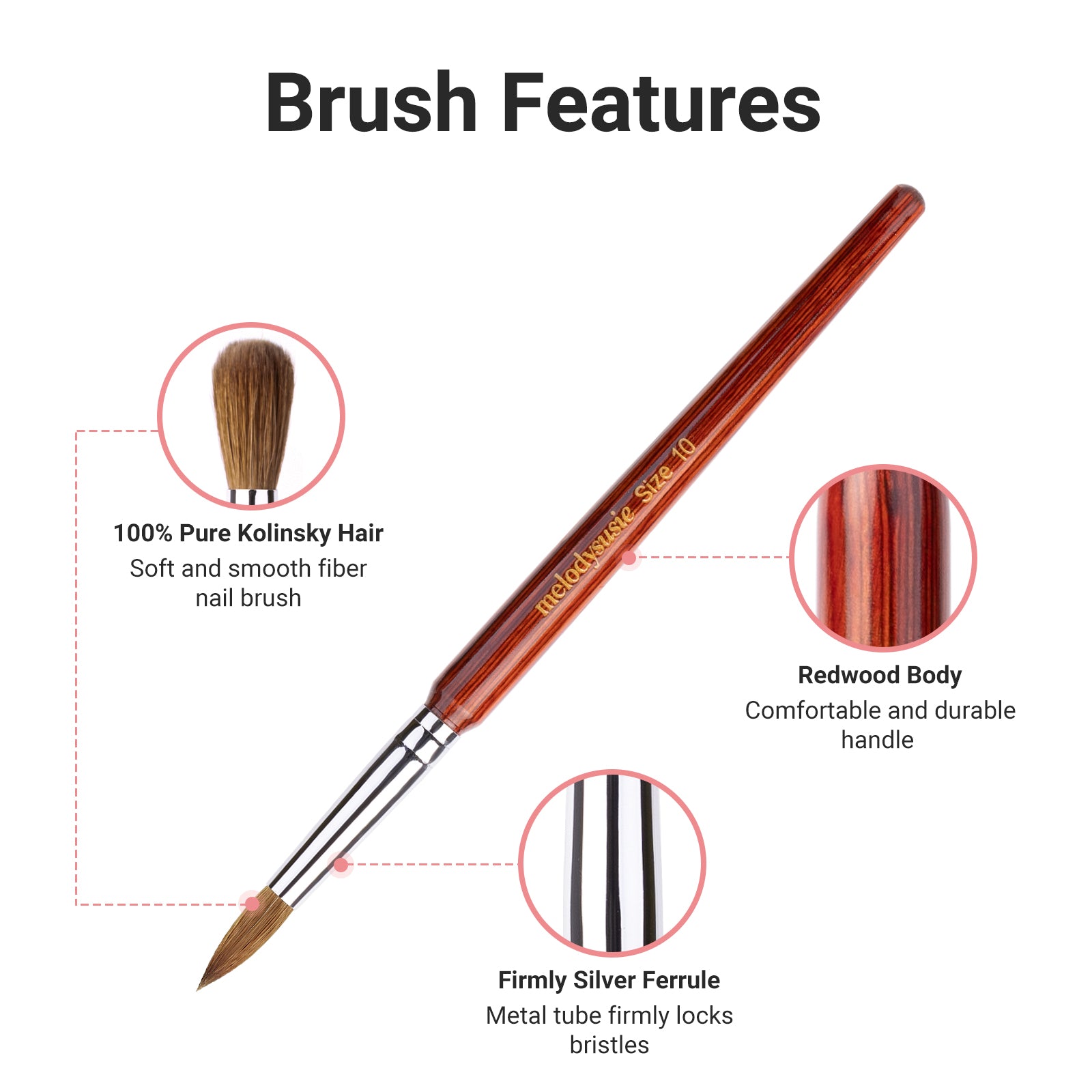 Kolinsky Acrylic Nail Brush - Rosewood Handle