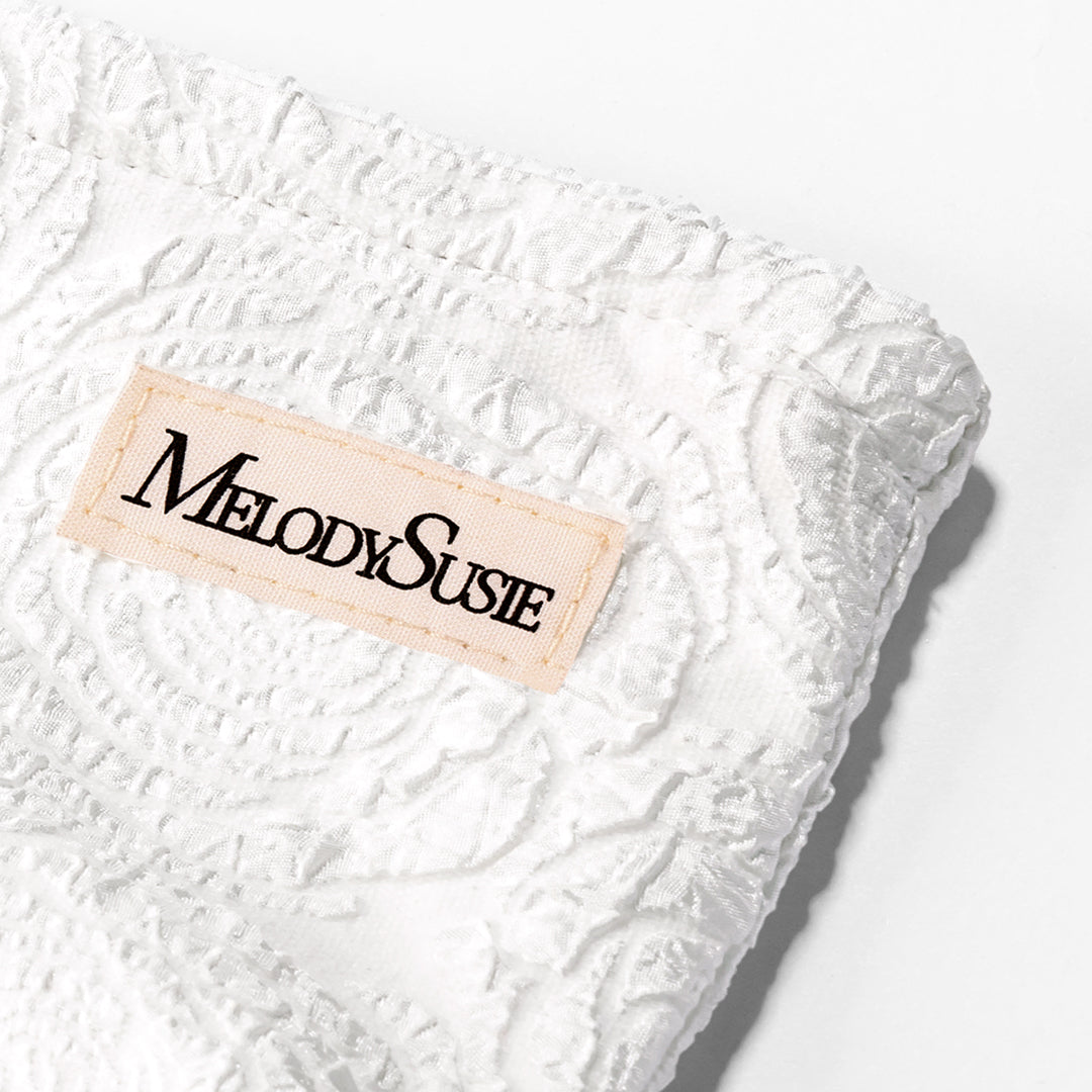 Vintage White Jacquard Rose Storage Bag