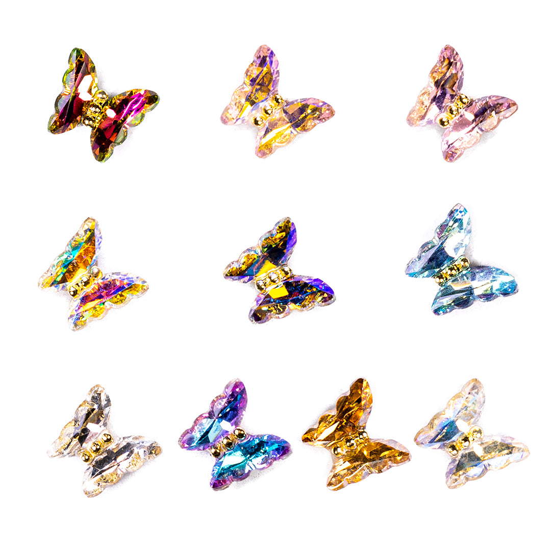 3D Butterfly Shape Glamour Aurora Nail Rhinestones