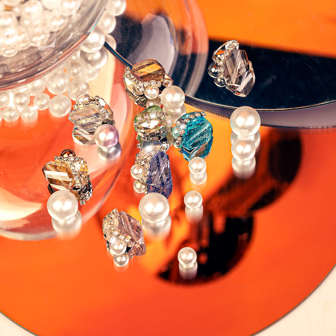 Multi color Flatback Nail Diamonds Jewels Rhinestones,Nail Gems and  Rhinestones Kit - 1#+3#