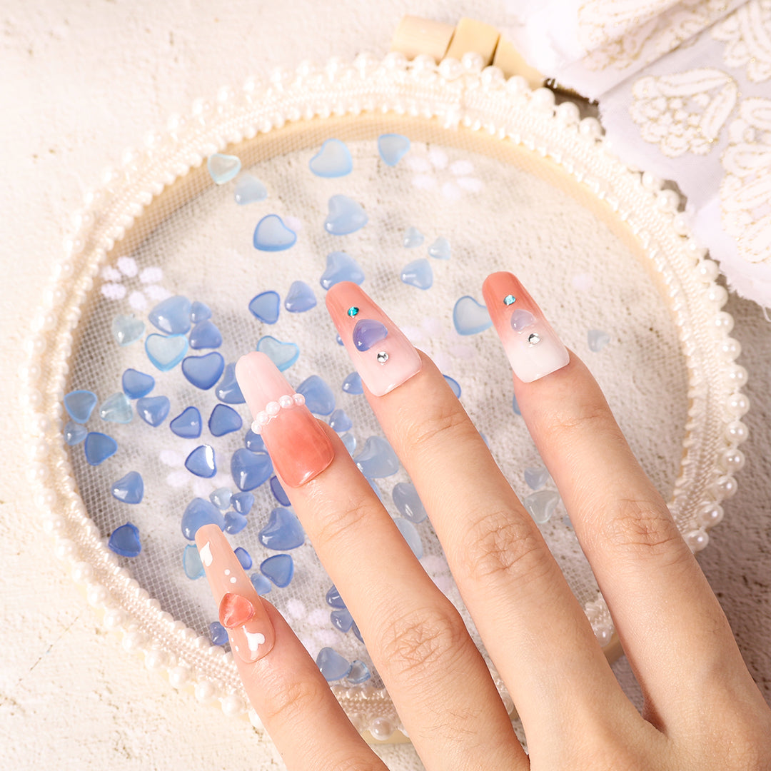 UV Light Color Change Peach Heart Rhinestones for Nail Art Decoration
