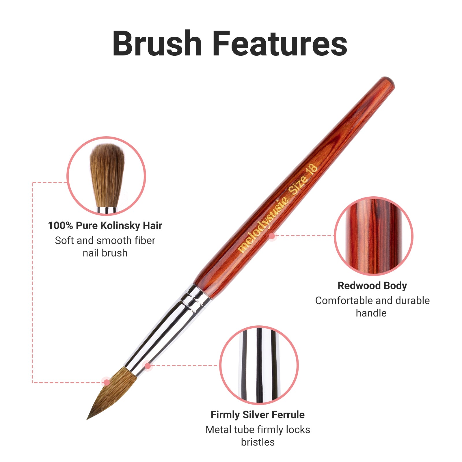 Kolinsky Acrylic Nail Brush - Rosewood Handle
