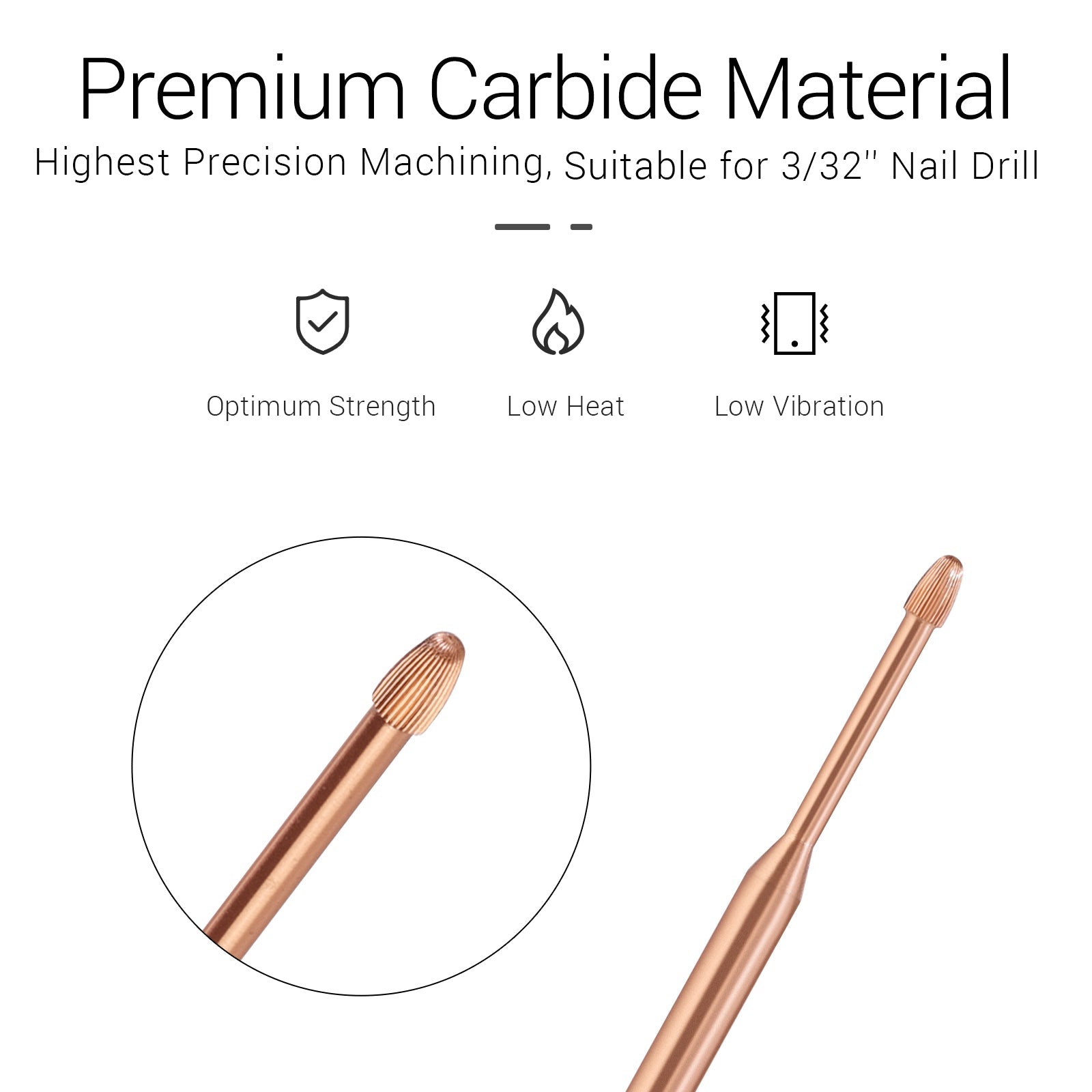 Tungsten Carbide Cuticle Cleaner Nail Drill Bit-Fine(1pc)