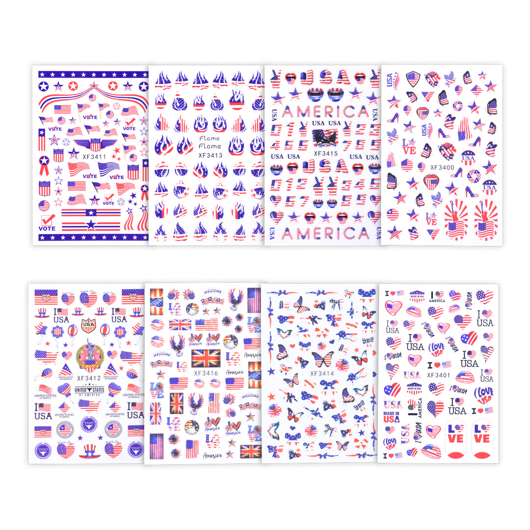8-Sheet American Element Nail Stickers