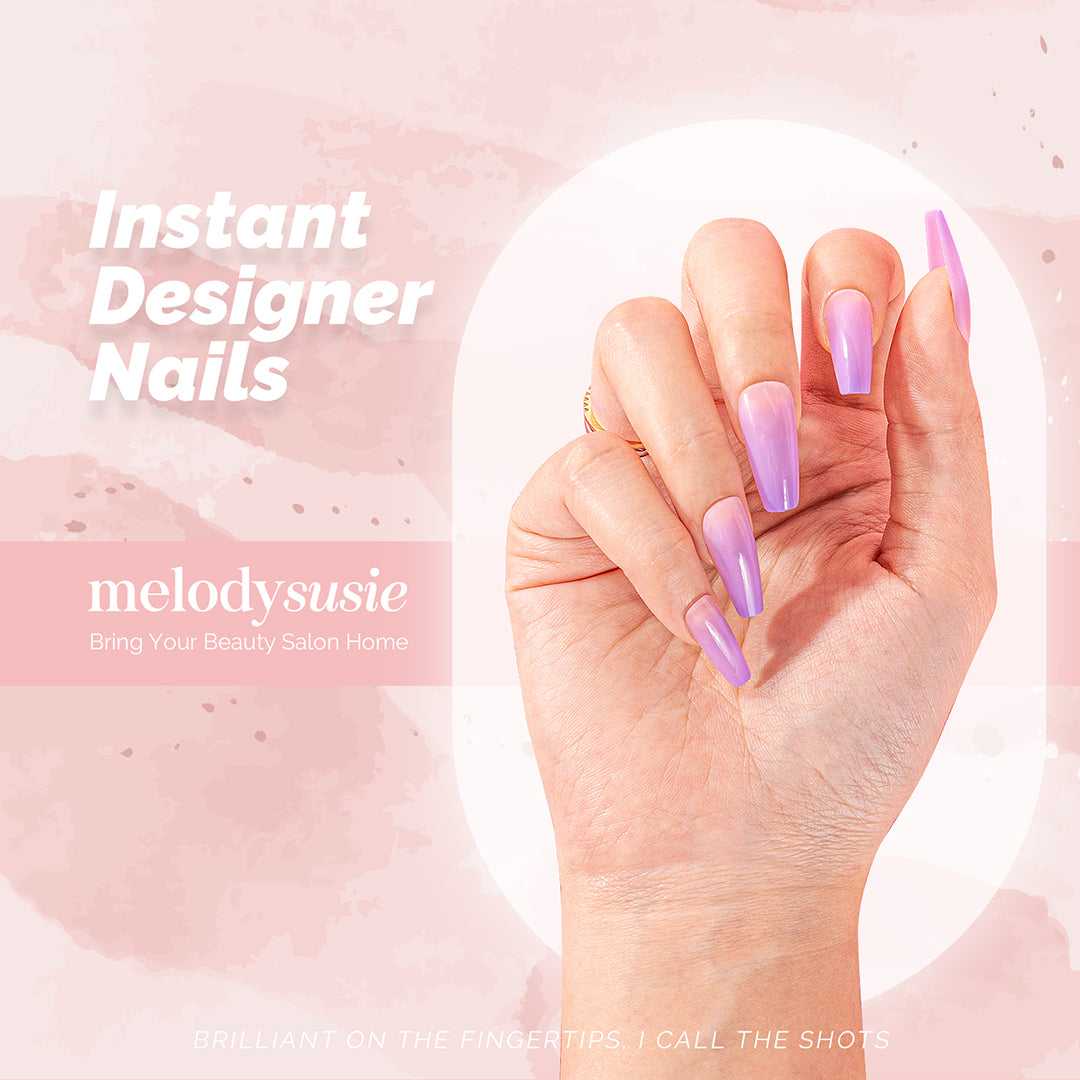 Purple Cream Acrylic Press On Nails Kits