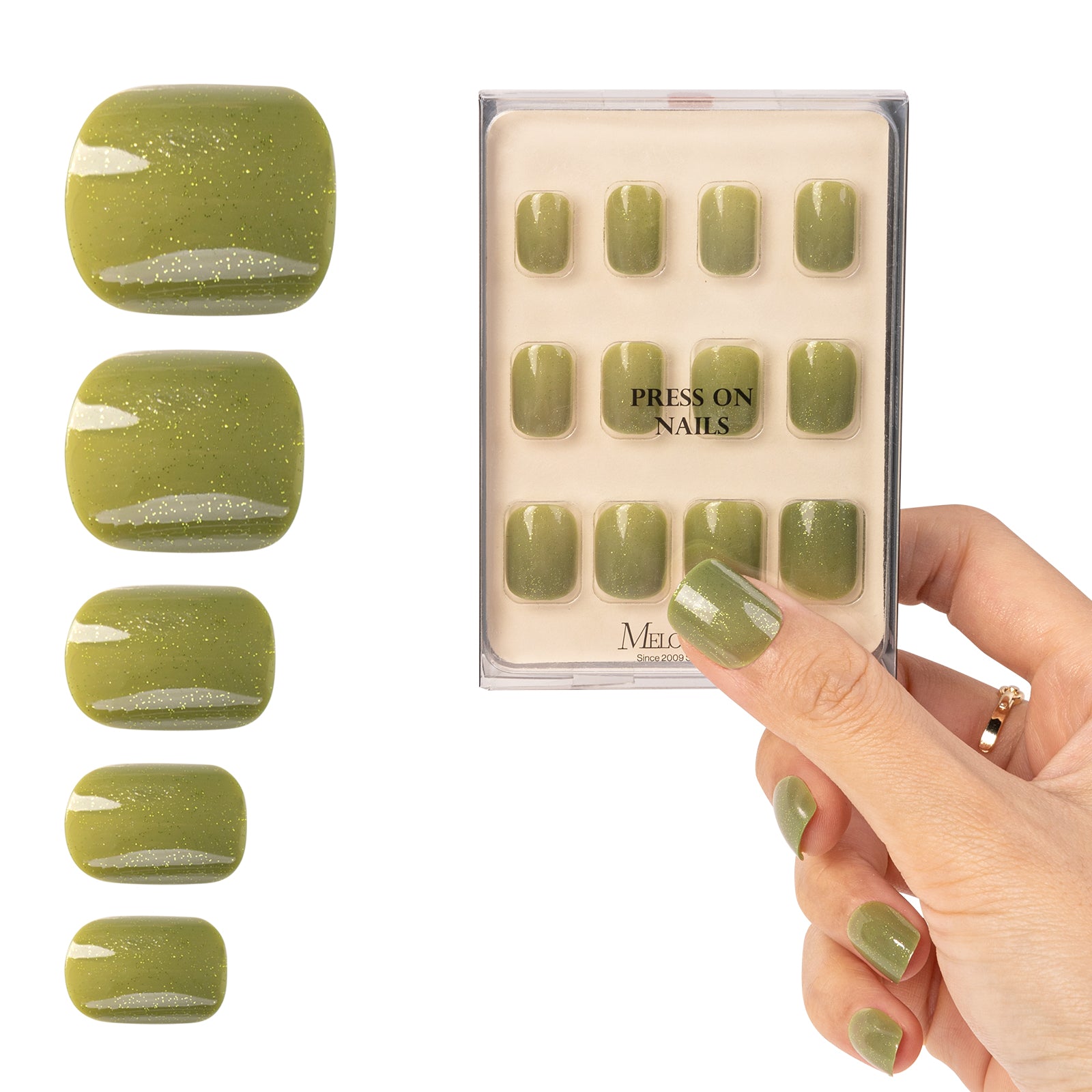 Green Press On Nails