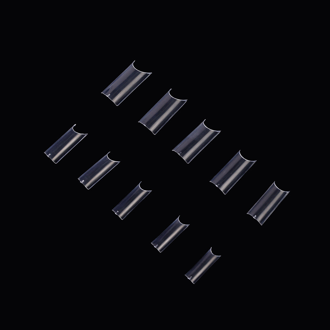 Long Square Nail Tips – Clear Half Cover