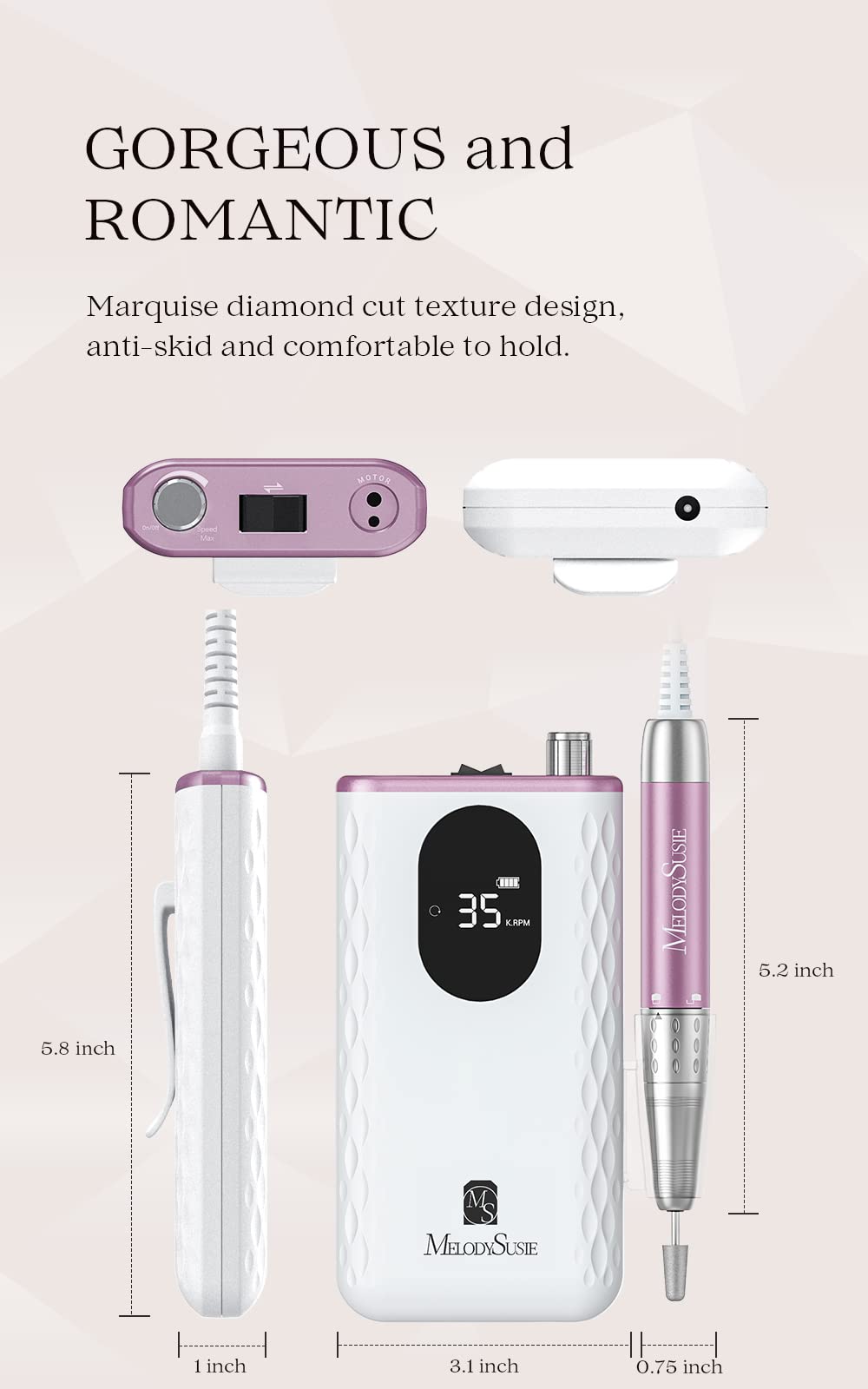 MR5(MM400D)-Rechargeable Nail Drill 35,000 RPM