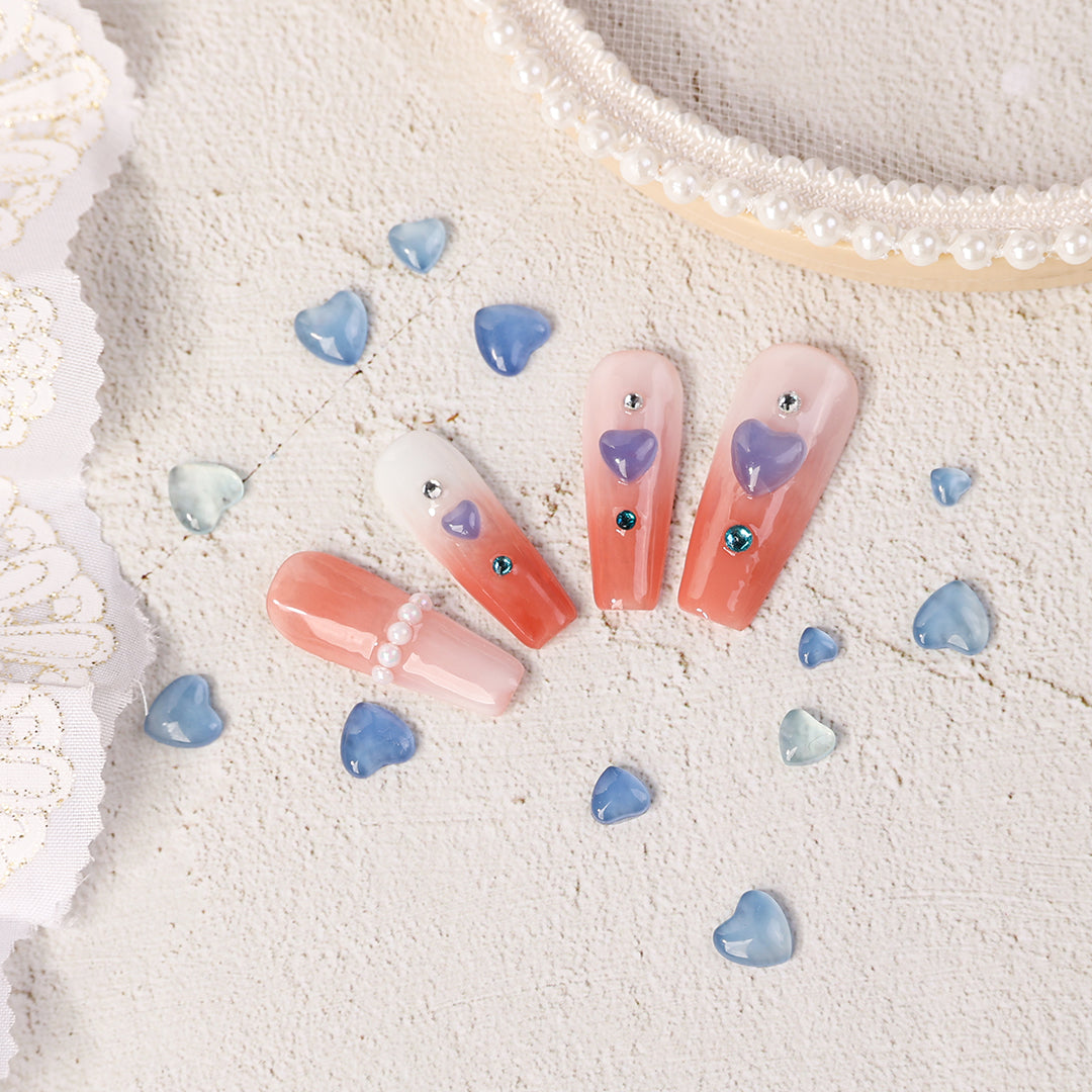 UV Light Color Change Peach Heart Rhinestones for Nail Art Decoration