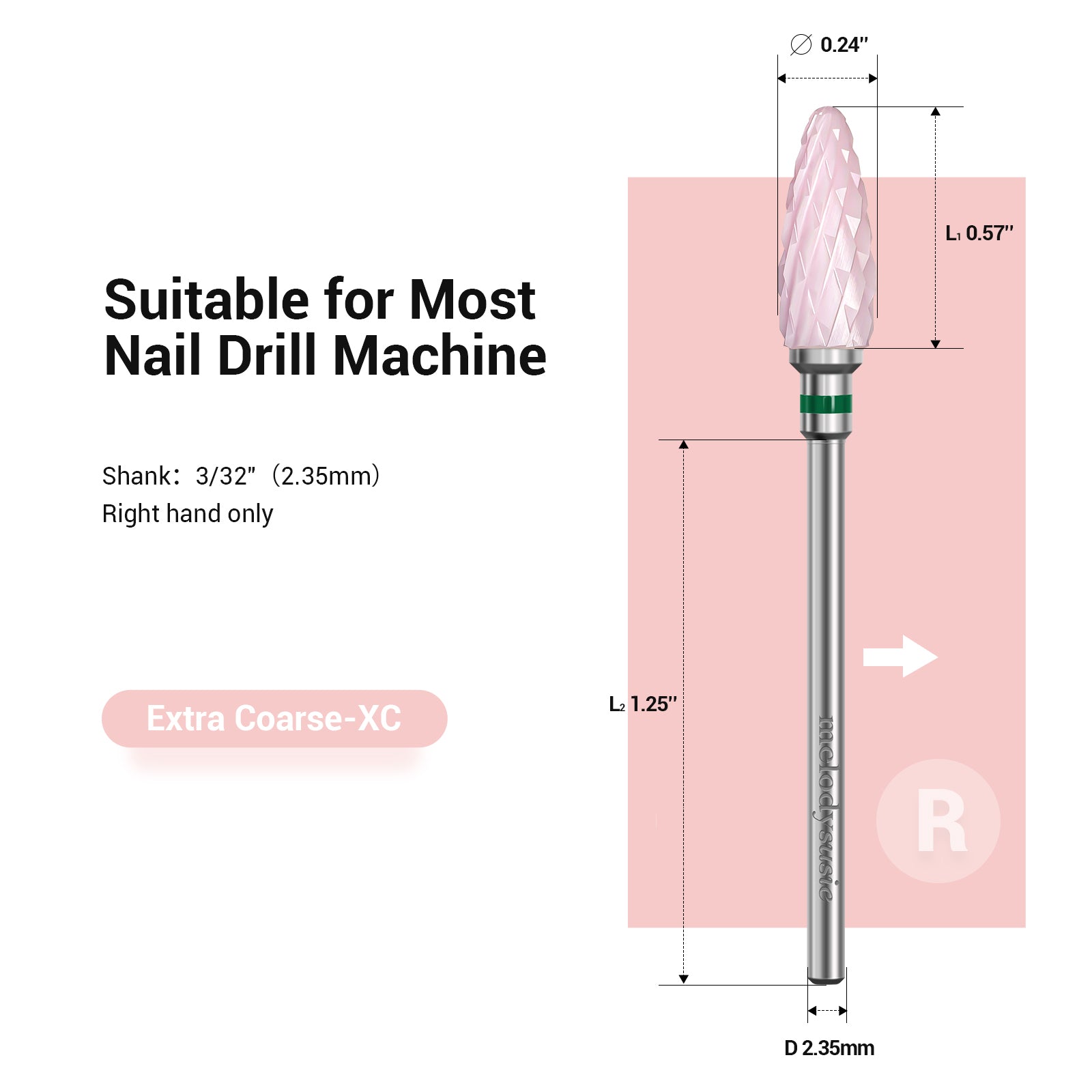 Ceramic Nail Drill Bits Pink-Extra Coarse(1pc)