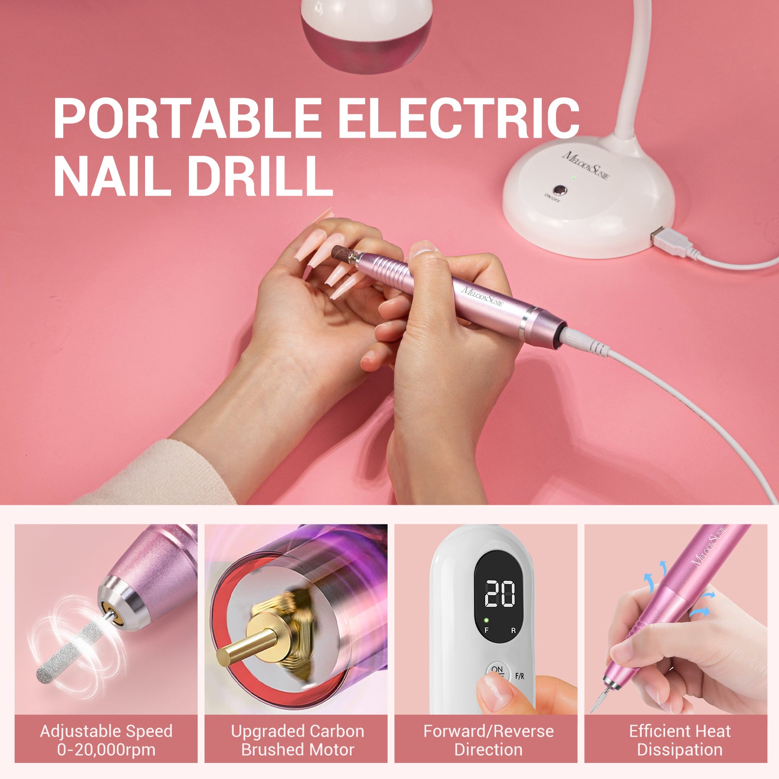 XC150D 3 in 1 Nail Drill with Nail Art Lamp