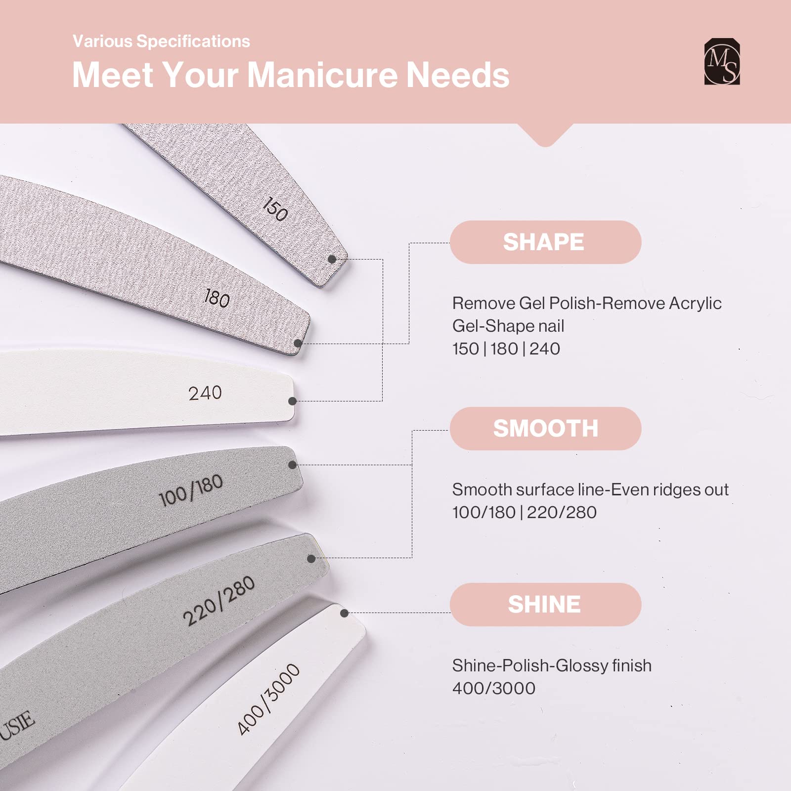 Washable Halfmoon Nail Files and Buffer Set