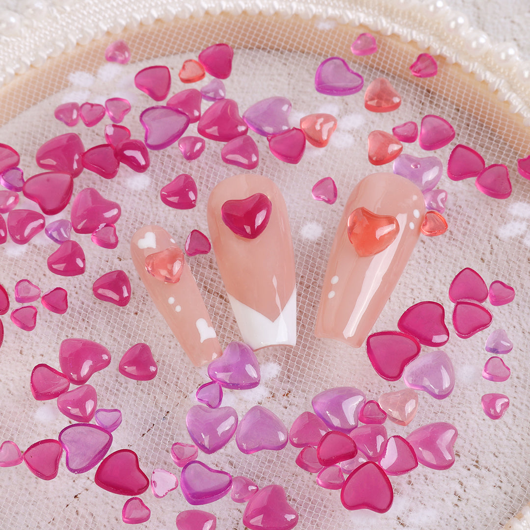 UV Light Color Change Peach Heart Rhinestones for Nail Art Decoration