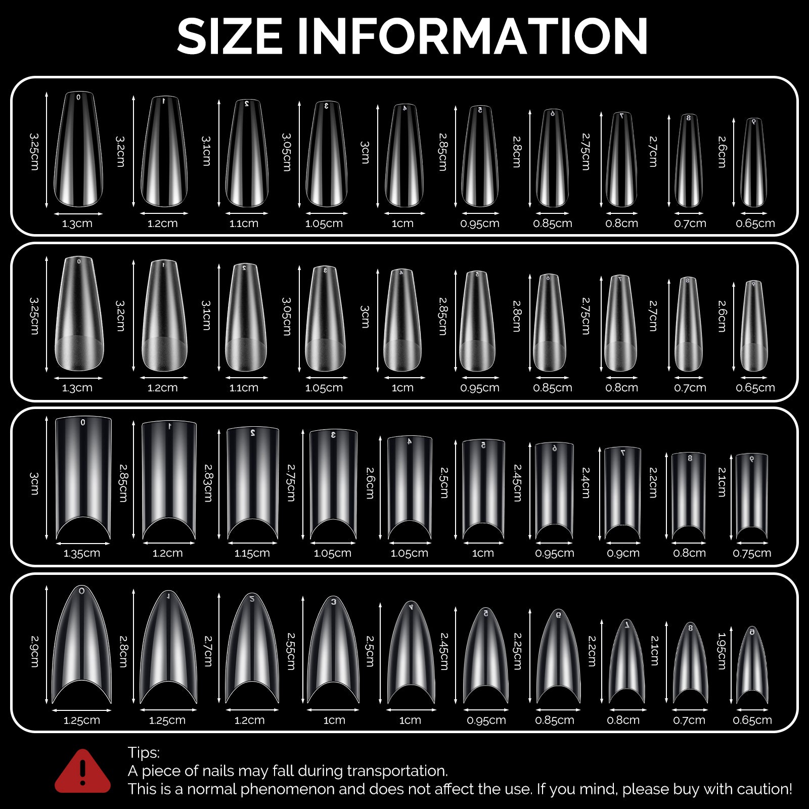 Long Square Nail Tips – Clear Half Cover