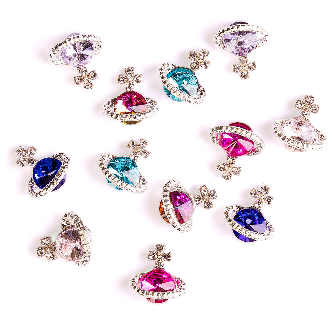 3D Saturn Shape Nail Rhinestones