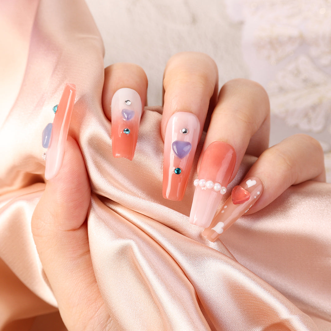 UV Light Color Change Peach Heart Rhinestones for Nail Art Decoration