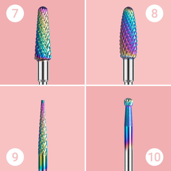 New Colorful Tungsten Carbide Nail Drill Bits Set (10pcs)