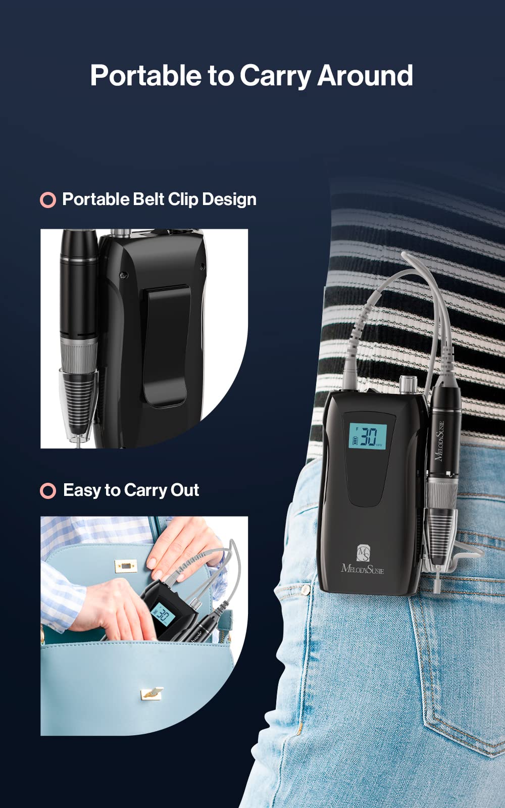 SE1-Selene Rechargeable Nail Drill 30,000 RPM (Black)