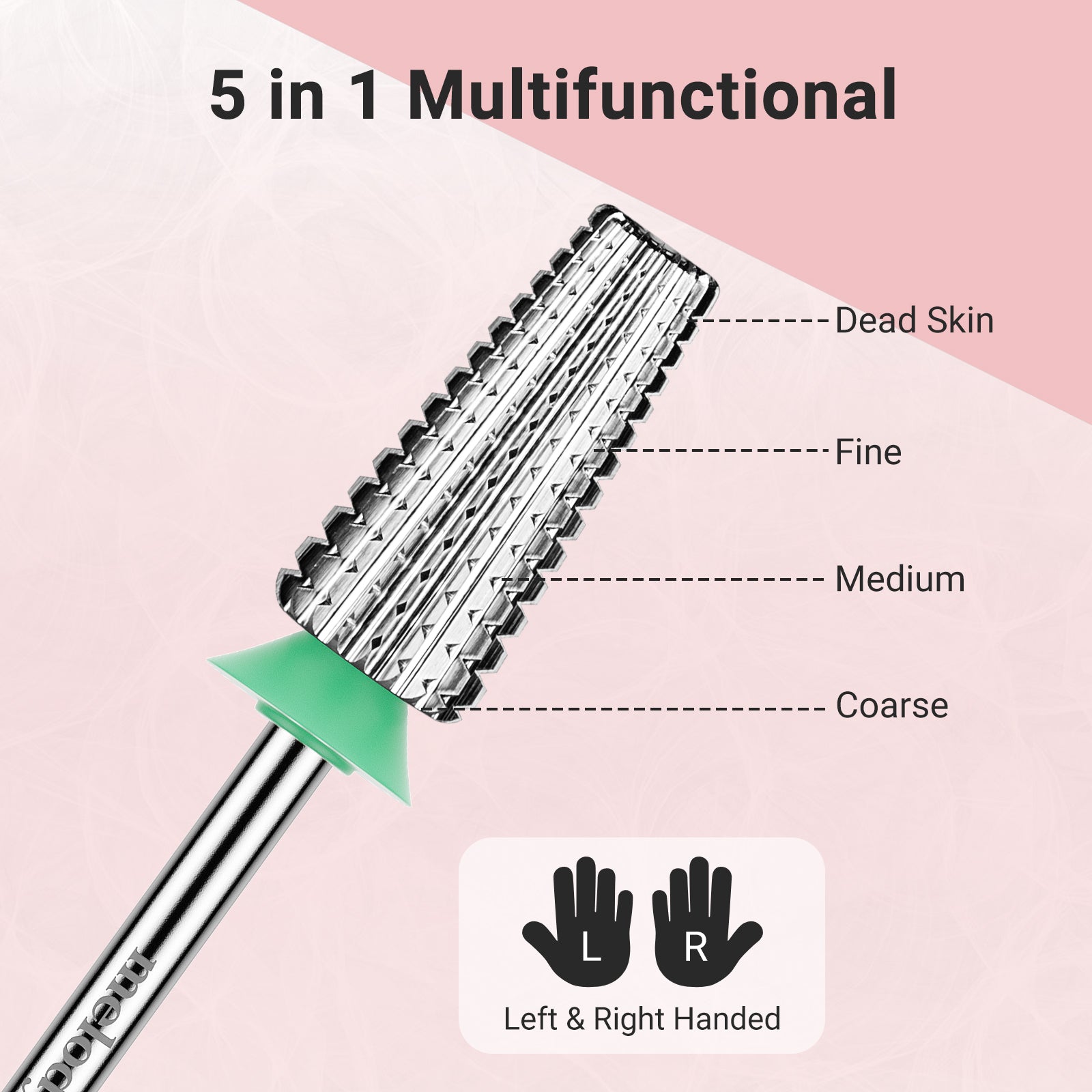 Tungsten Carbide Professional 5 in 1 Nail Drill Bit Coarse (1 pcs)