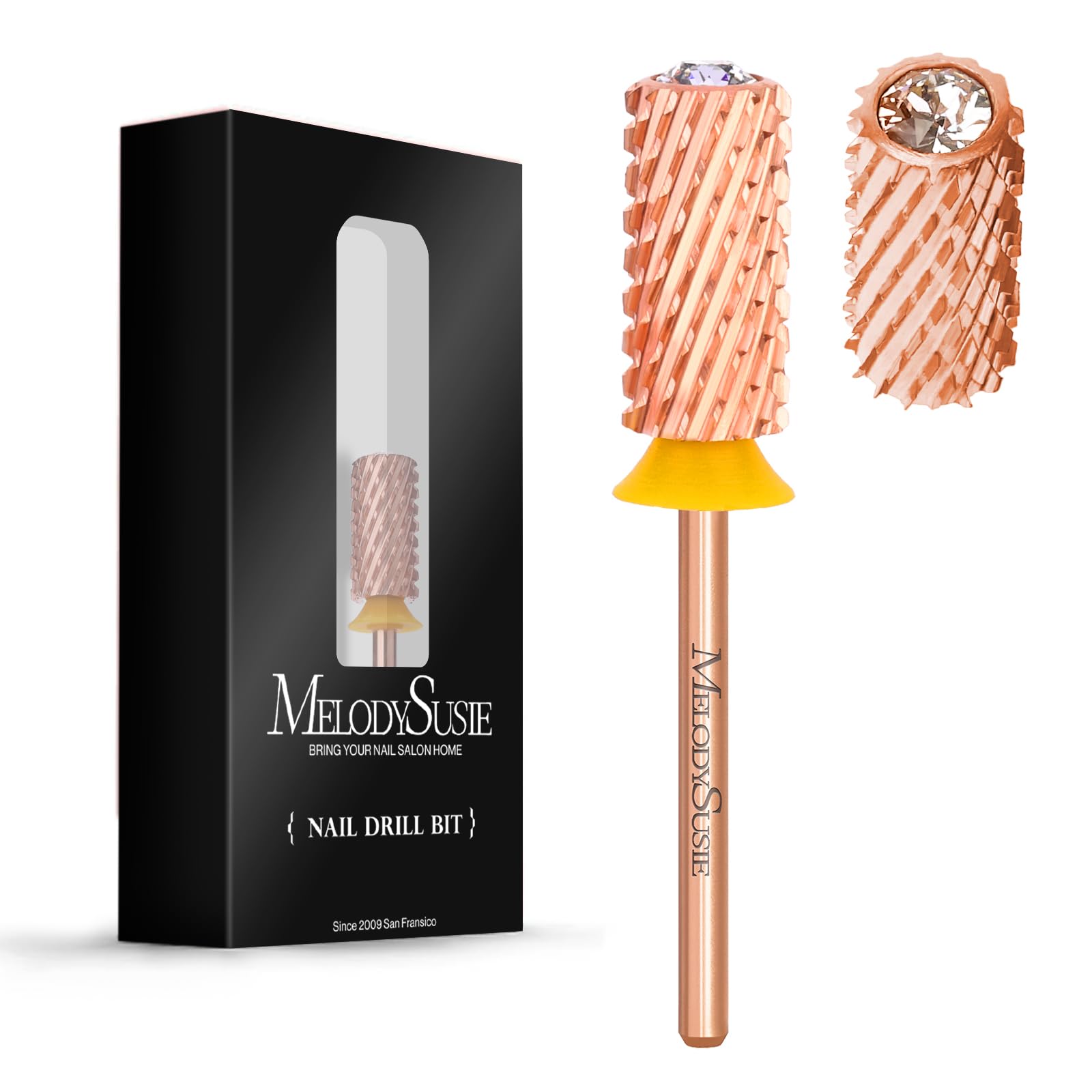 Crystal Top Large Barrel Carbide Nail Drill Bit (Rose-Gold)