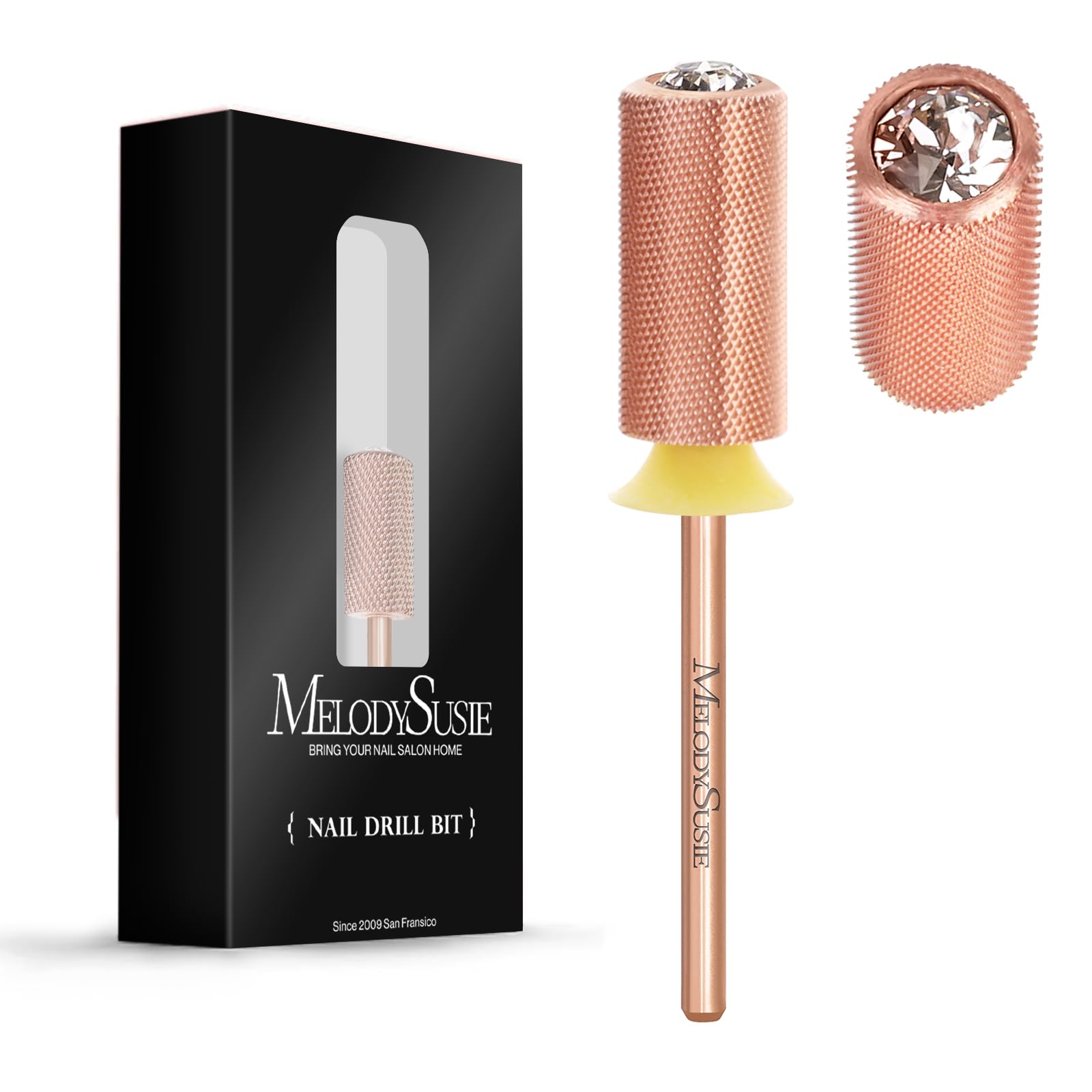 Crystal Top Large Barrel Carbide Nail Drill Bit (Rose-Gold)