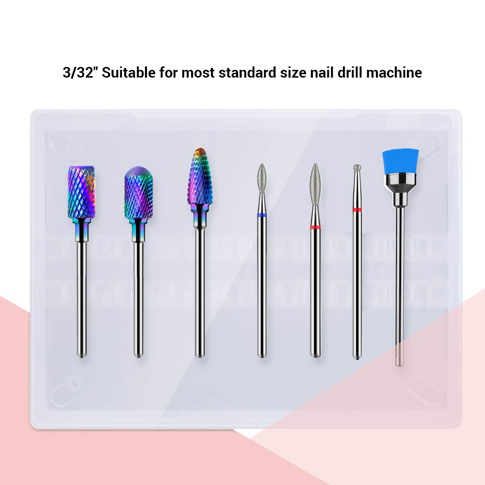 Tungsten Carbide Diamond Nail Drill Bits Set 7Pcs
