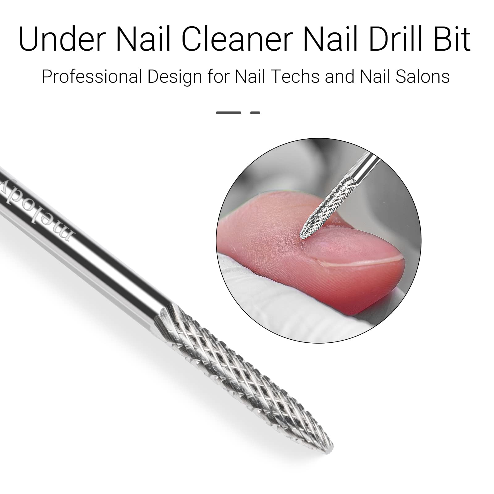 Tungsten Carbide Safety Under Nail Cleaner Nail Drill Bit Silver