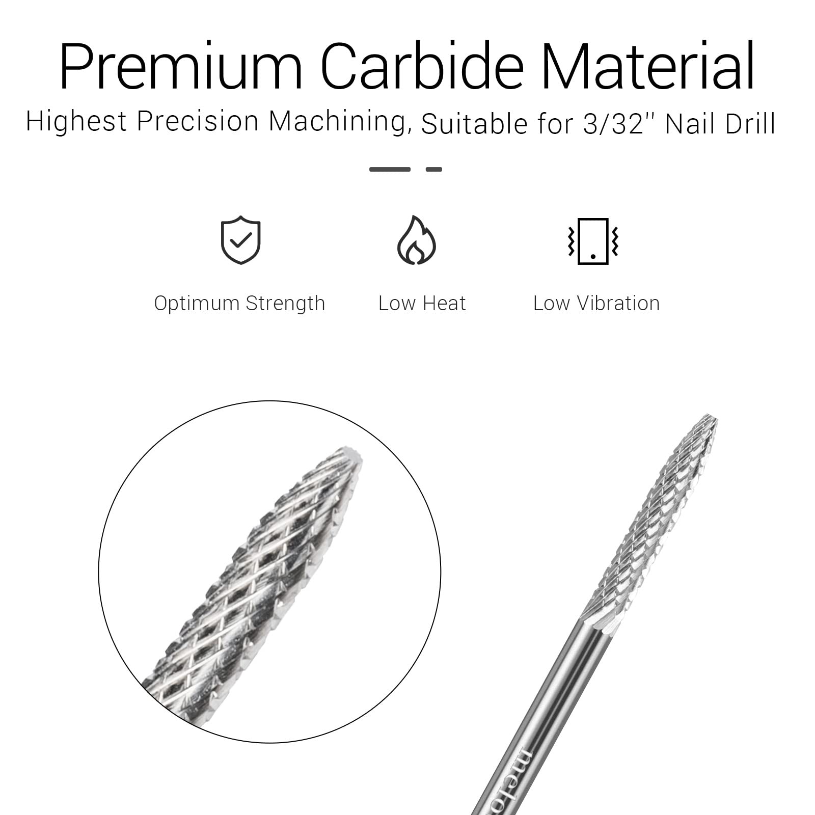 Tungsten Carbide Safety Under Nail Cleaner Nail Drill Bit Silver