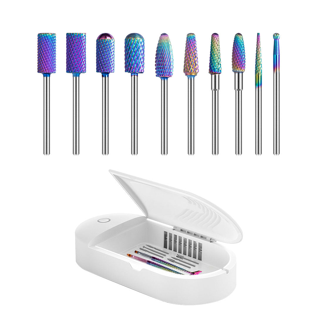 New Colorful Tungsten Carbide Nail Drill Bits Set (10pcs)