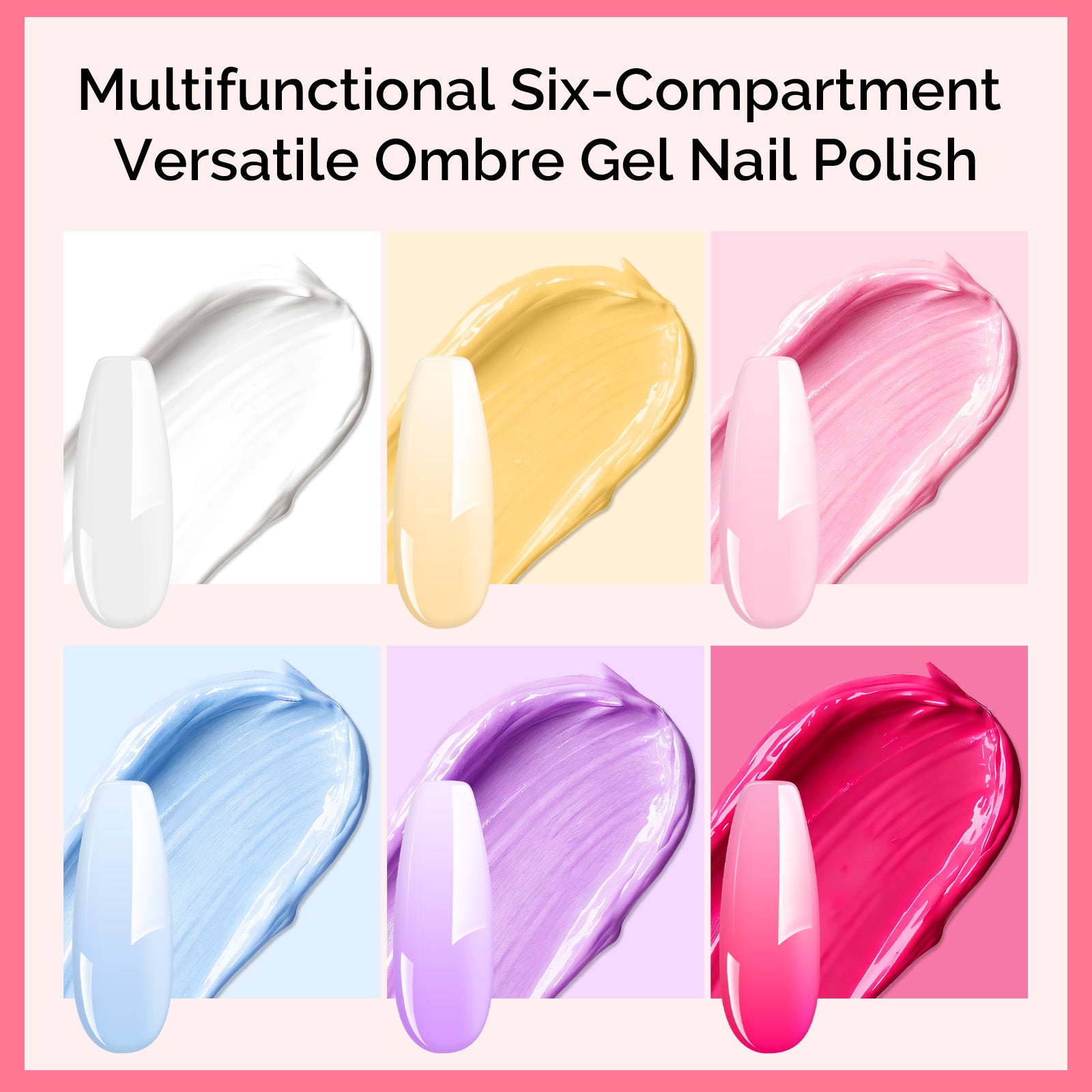 6 Colors Ombre Gel Polish with 100 Sponges & Metal Grabber Set